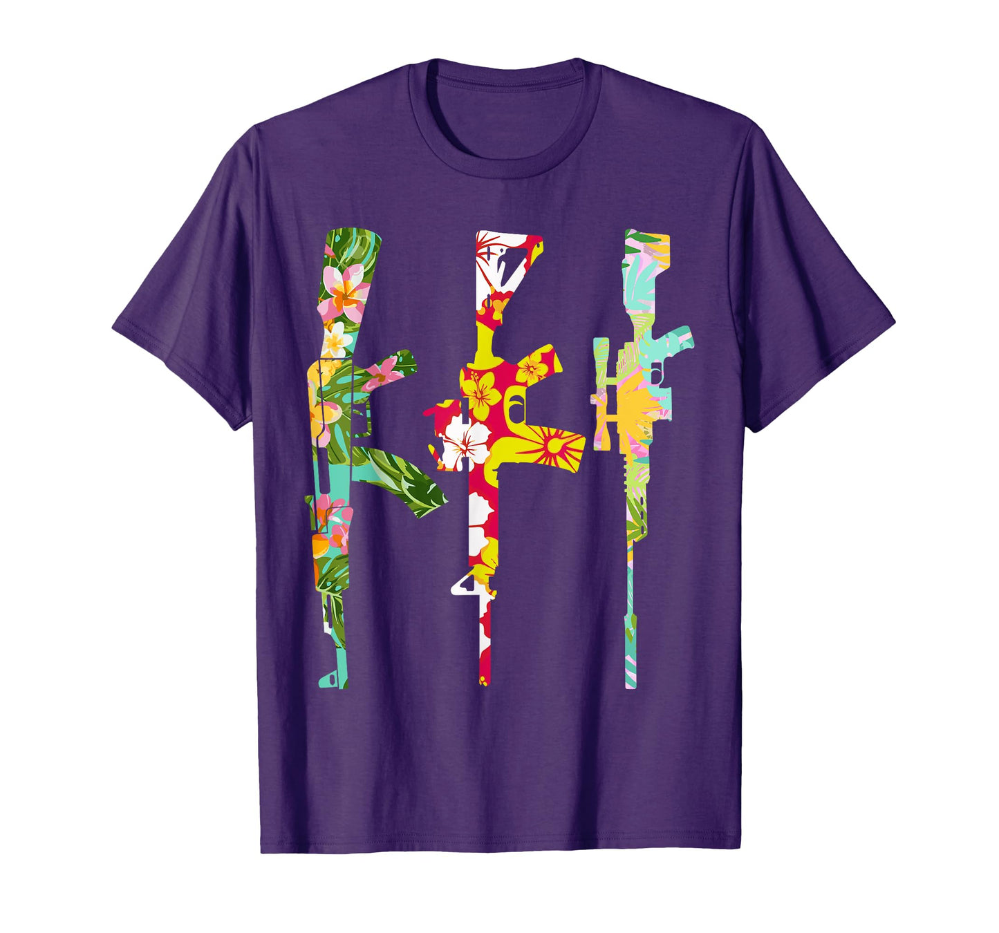 Tropical Gun Lover Firearm Beach Hawaiian Birthday AK AR 308 T-Shirt