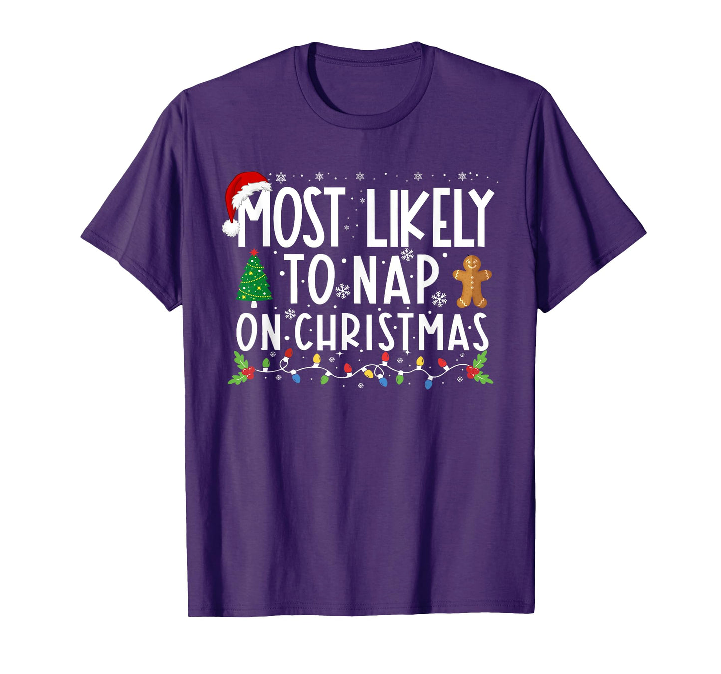Most Likely To Nap On Christmas Funny Family Christmas T-Shirt