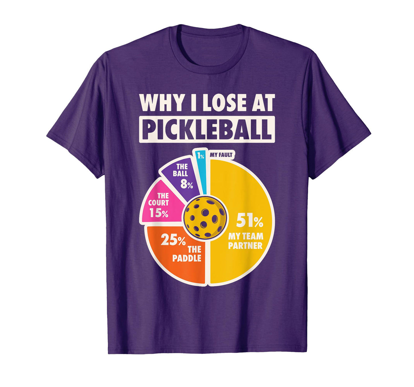 Why I Lose At Pickleball Funny Paddleball Players Men Humor T-Shirt