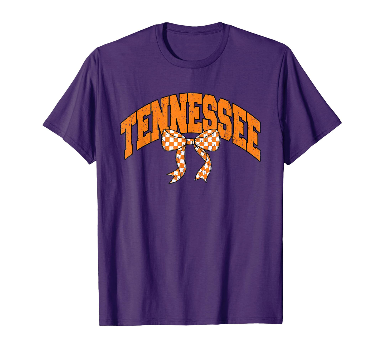 Preppy Tennessee Orange and White Cherckerboard Coquette Bow T-Shirt