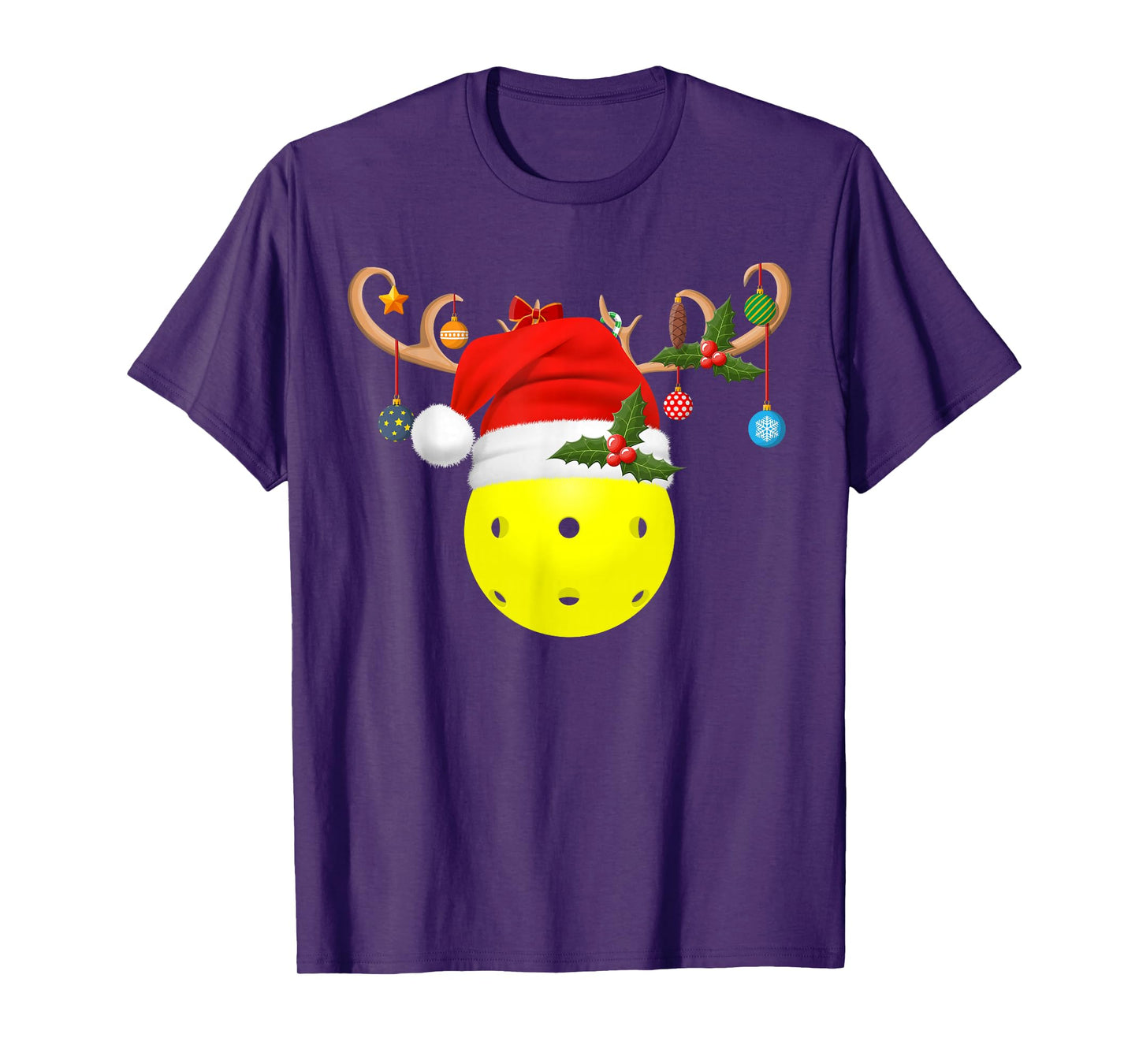 Pickleball Christmas Reindeer Santa Hat Sports Player Xmas T-Shirt