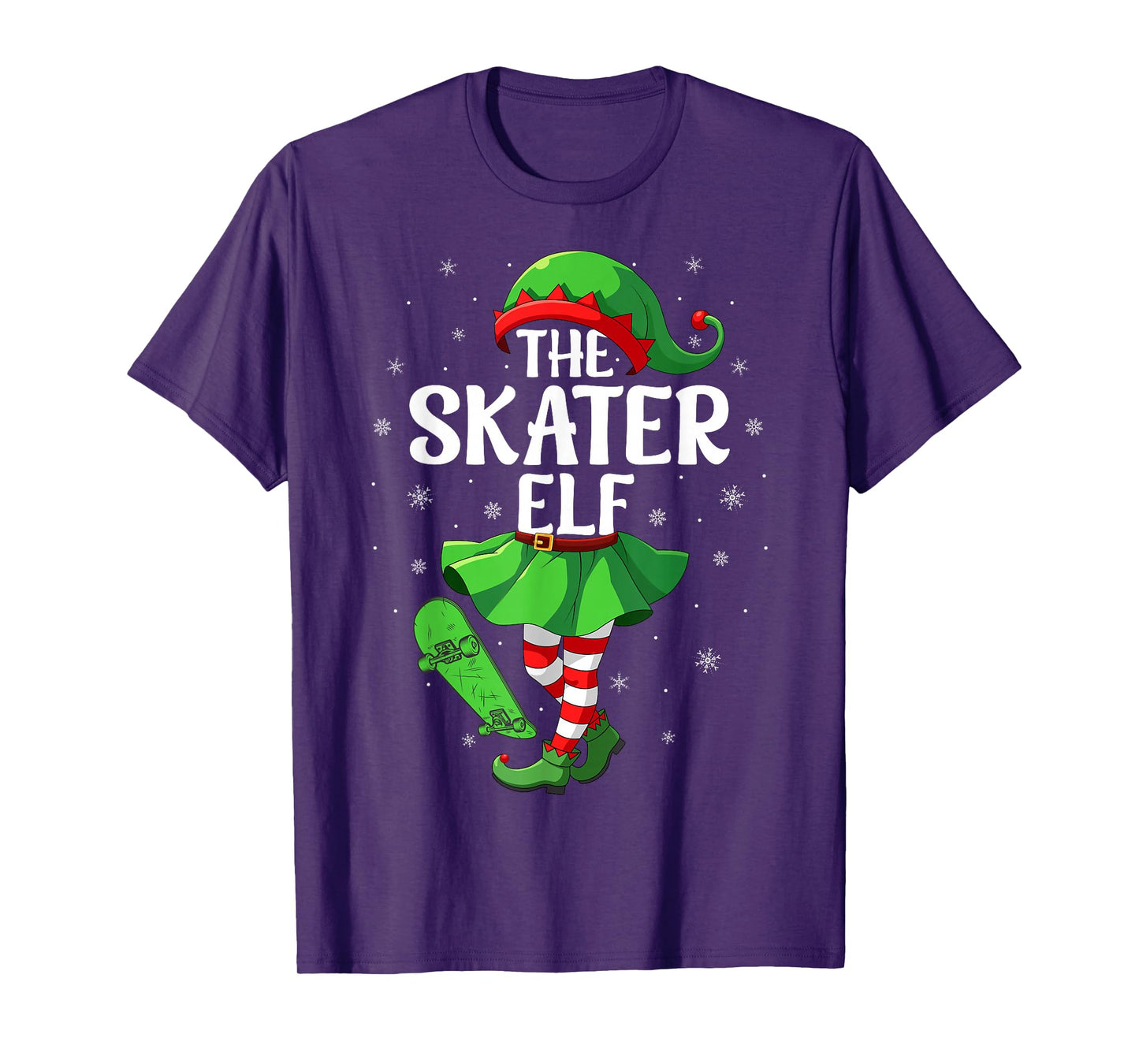 Skater Elf Christmas Girls Women Elf Squad Xmas Family T-Shirt
