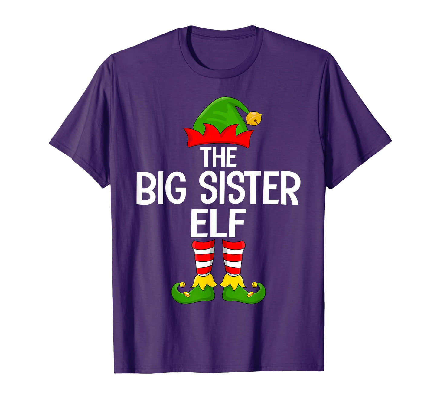 Big Sister Elf Xmas Matching Family Elf Squad Christmas T-Shirt