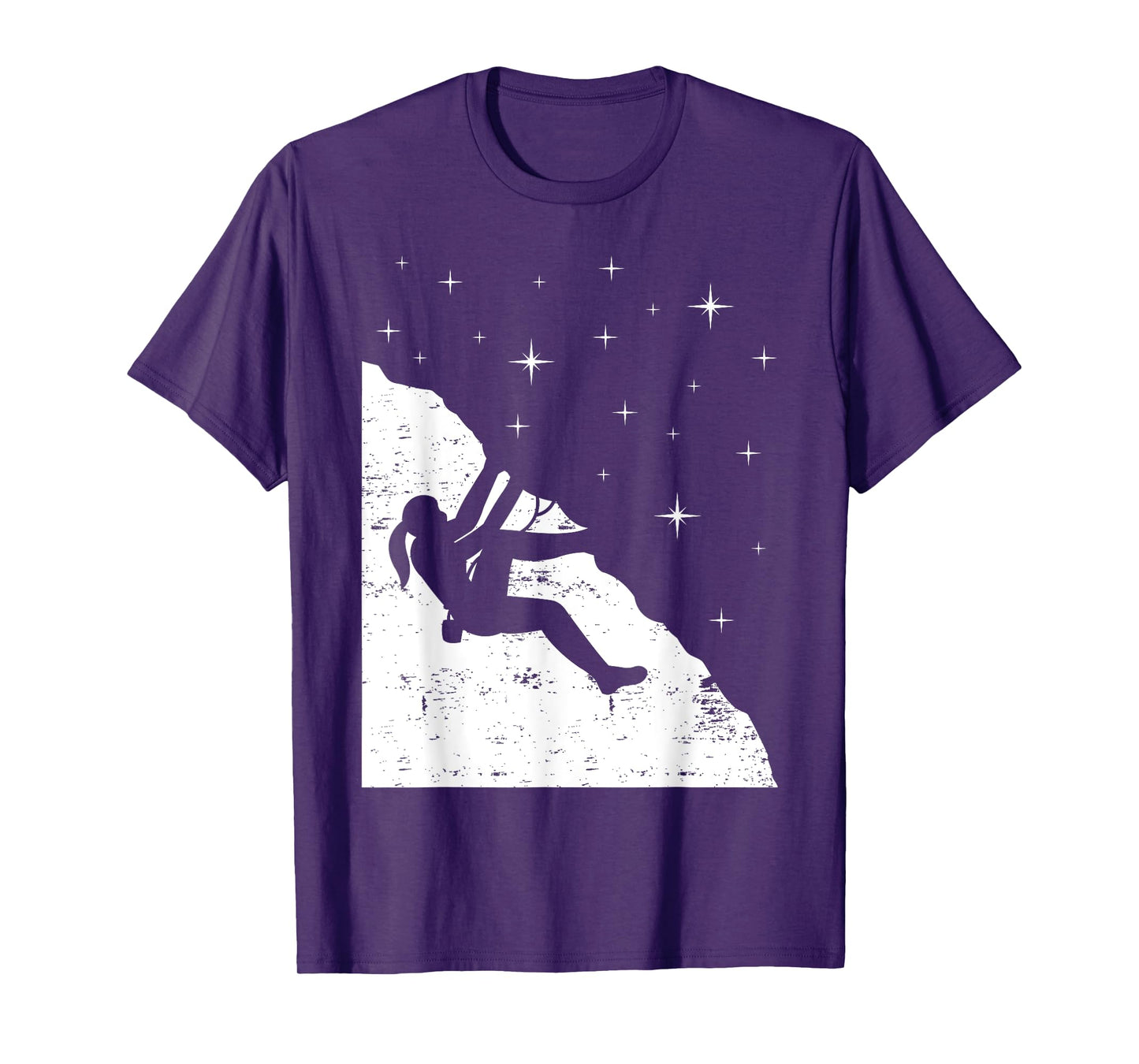 Rock Climbing Mountain Climber Bouldering I Girl Sky Stars T-Shirt