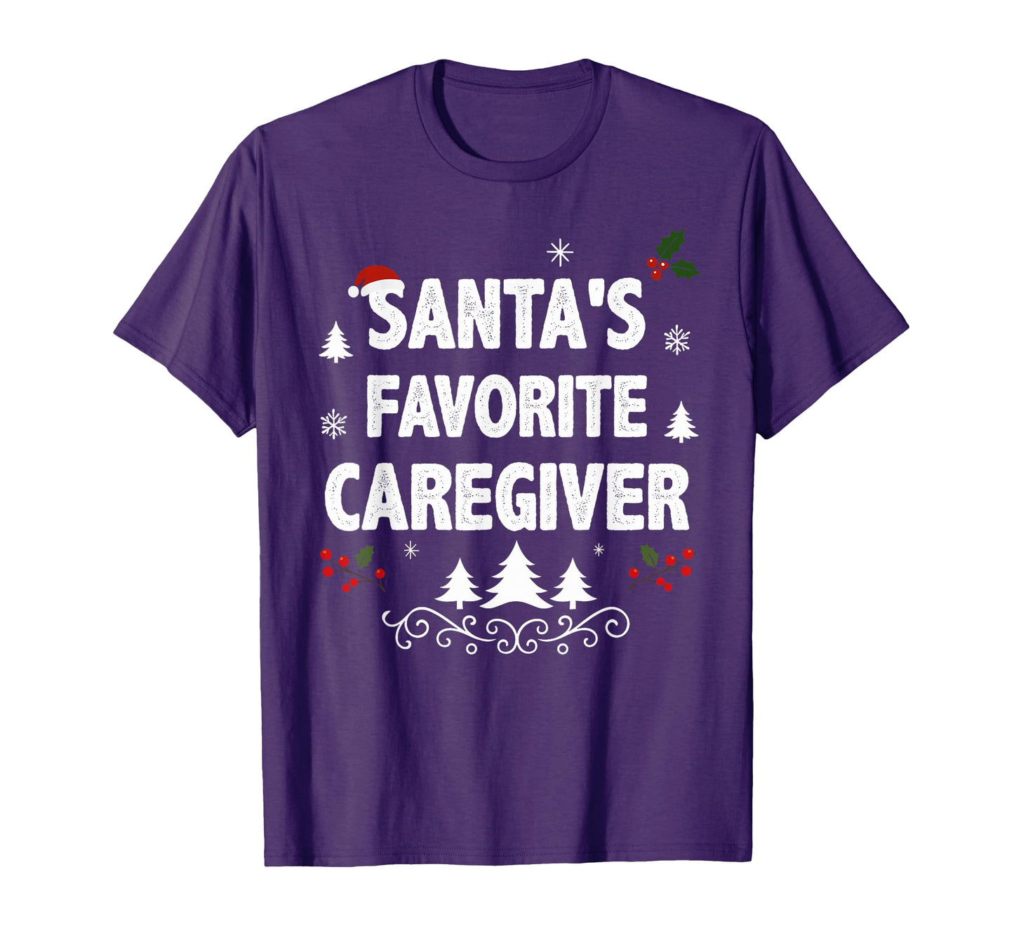 Santa's Favorite Caregiver Funny Holiday Christmas Pajamas T-Shirt