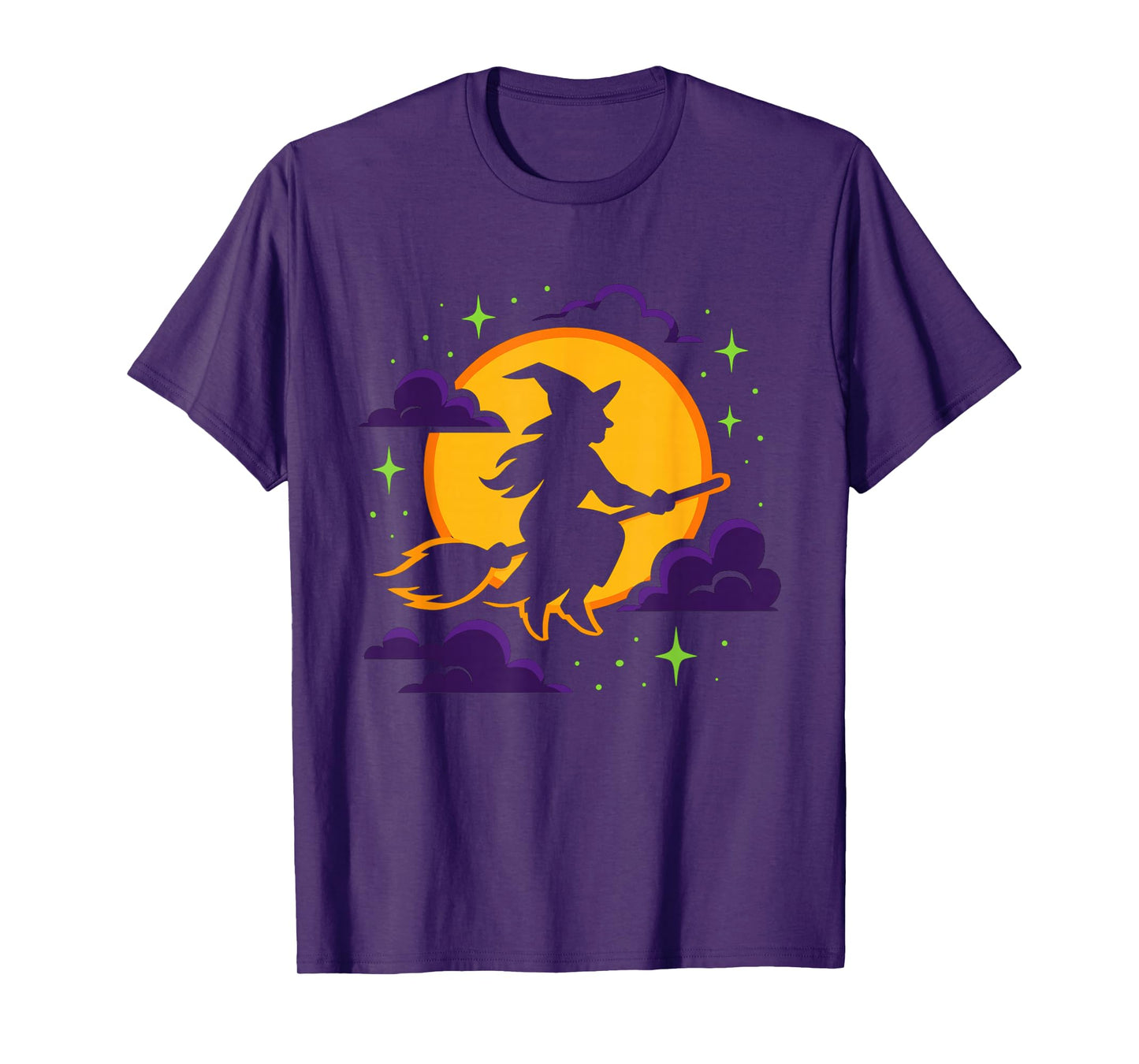 Funny Halloween Witch Riding Broom Costume Party Celebration T-Shirt