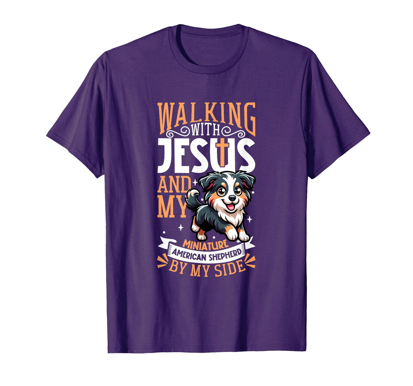 Jesus and dog - Miniature American Shepherd T-Shirt for Men Women Kids
