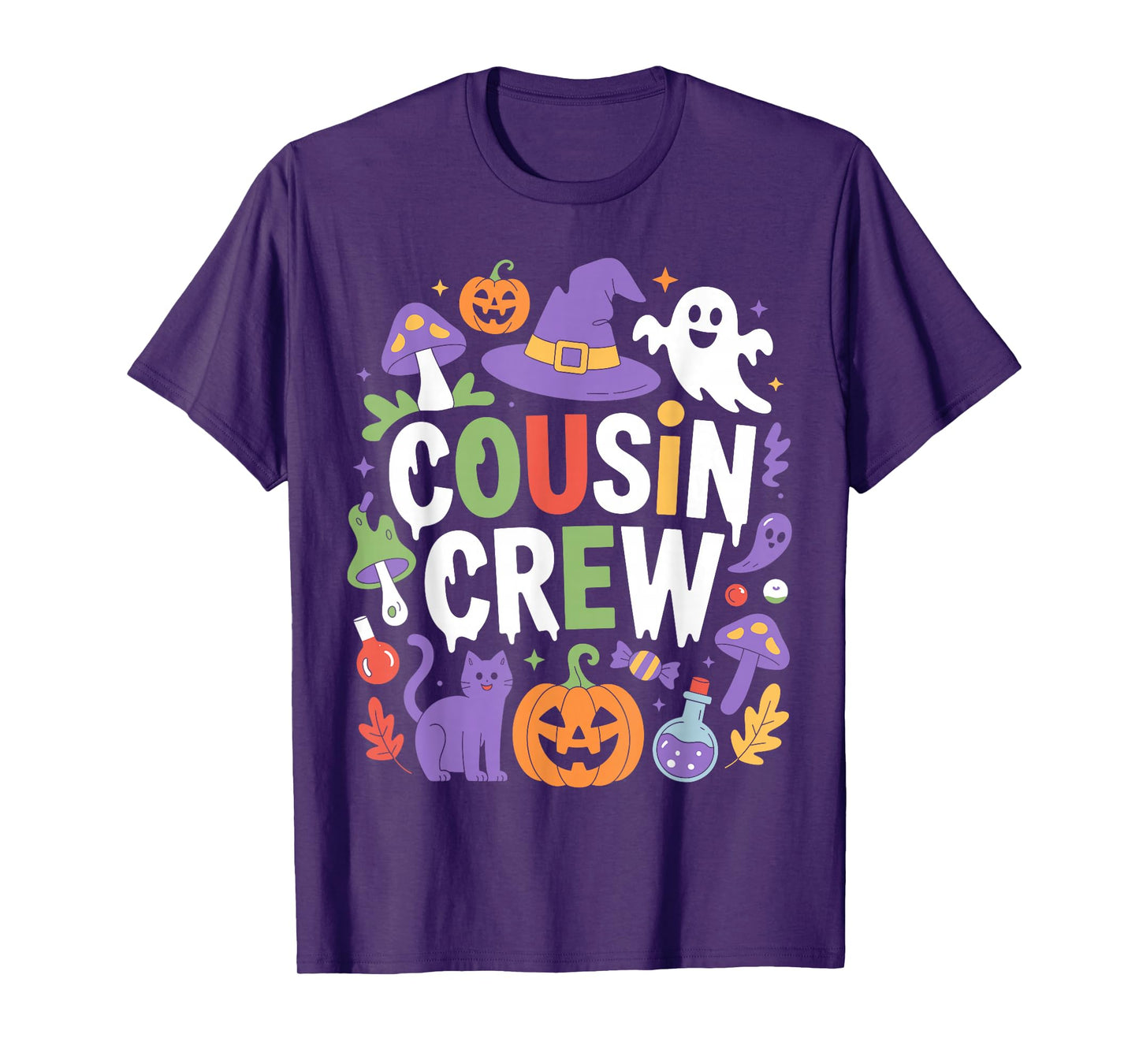 Halloween Cousin Crew Aesthetic Boo Pumpkin Ghost Witch Crew T-Shirt