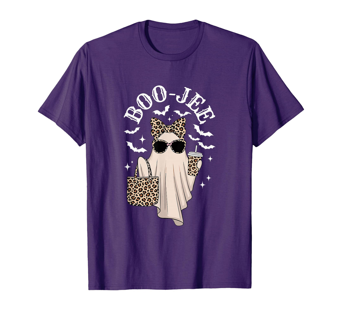 Coquette Leopard Ghost Coffee Boo-JEE Halloween Boujee Ghost T-Shirt