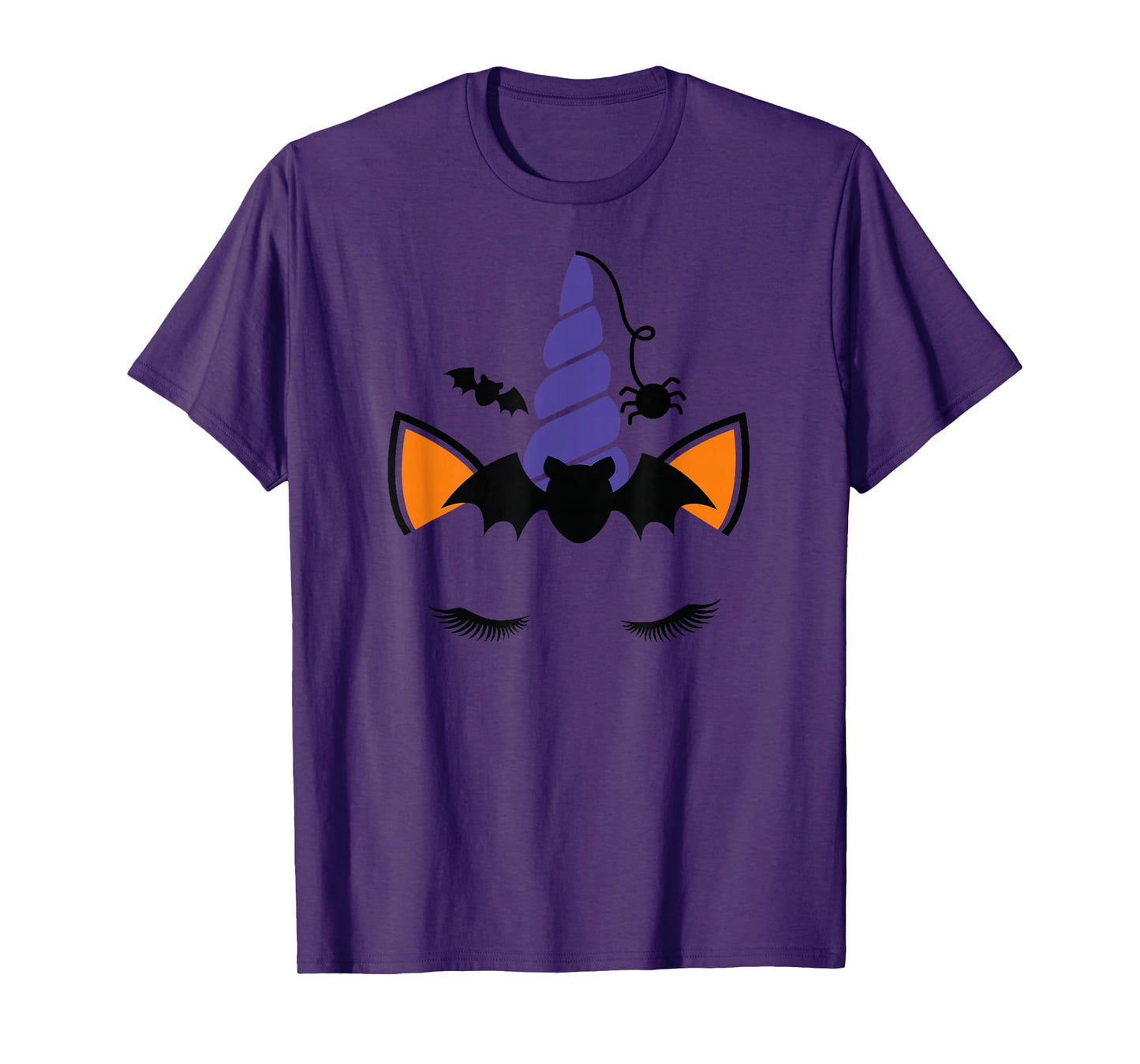 Unicorn Face Eyelashes Bat Spider Halloween Costume T-Shirt