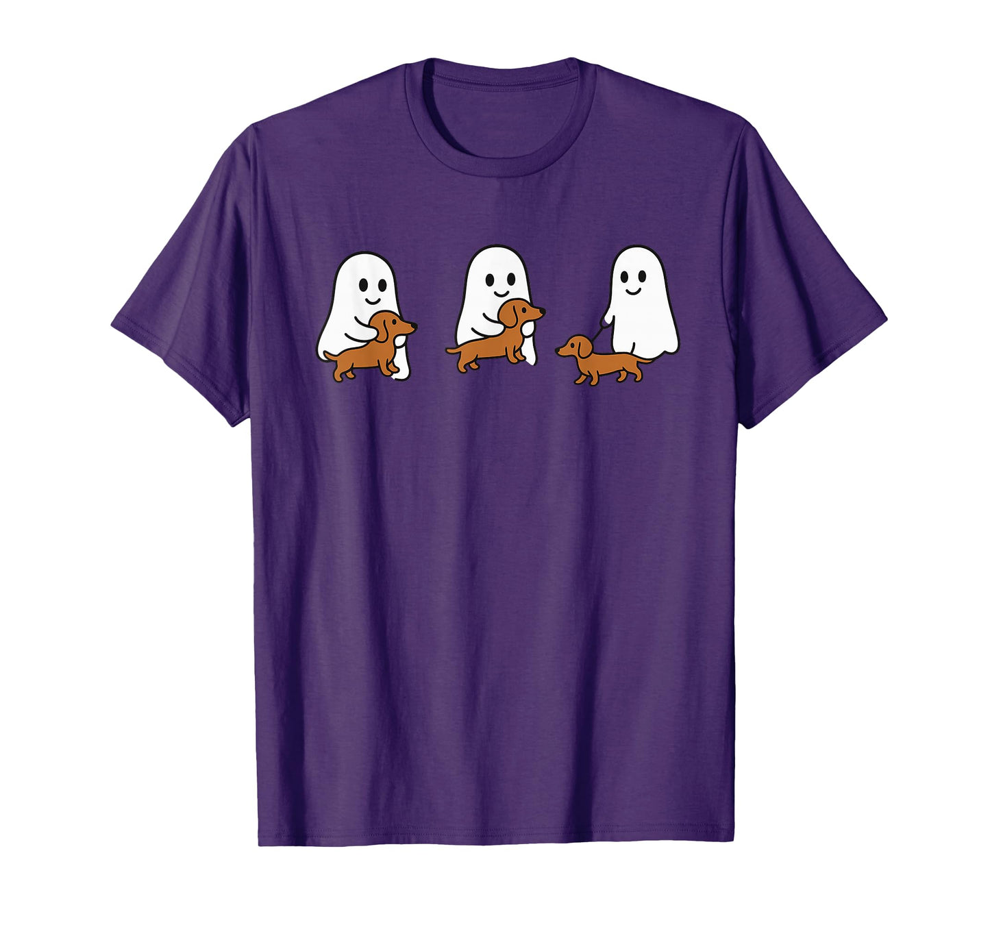 Ghost Holding Dachshund Dog Halloween Costume Dog Lover T-Shirt