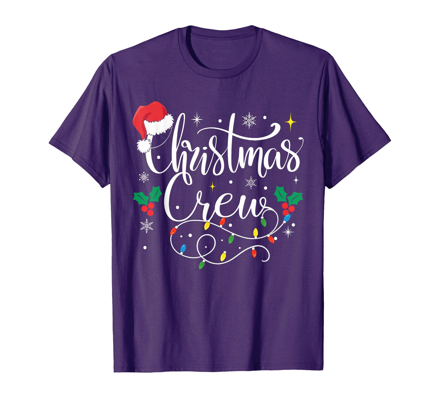 Christmas Crew Santa Hat Holiday Matching Family Pajamas T-Shirt