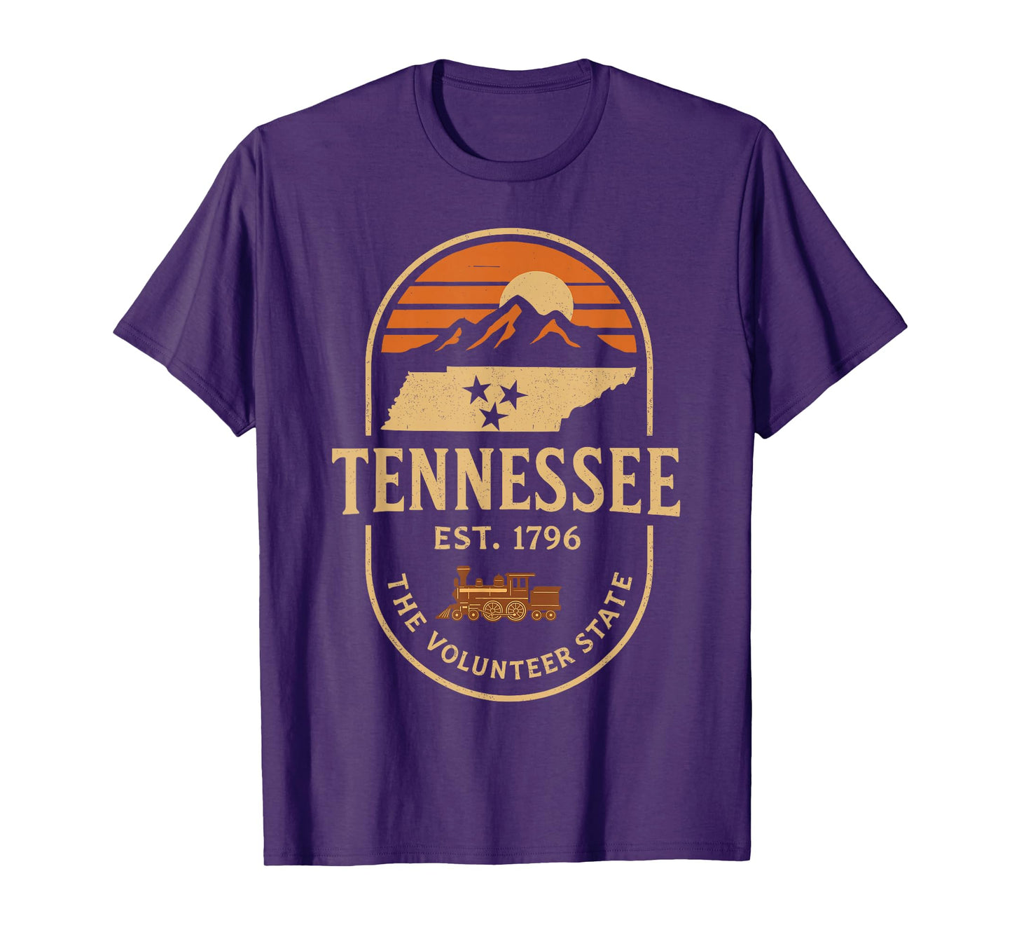 Vintage TN Tennessee Est 1796 Orange USA flag Smoky Souvenir T-Shirt