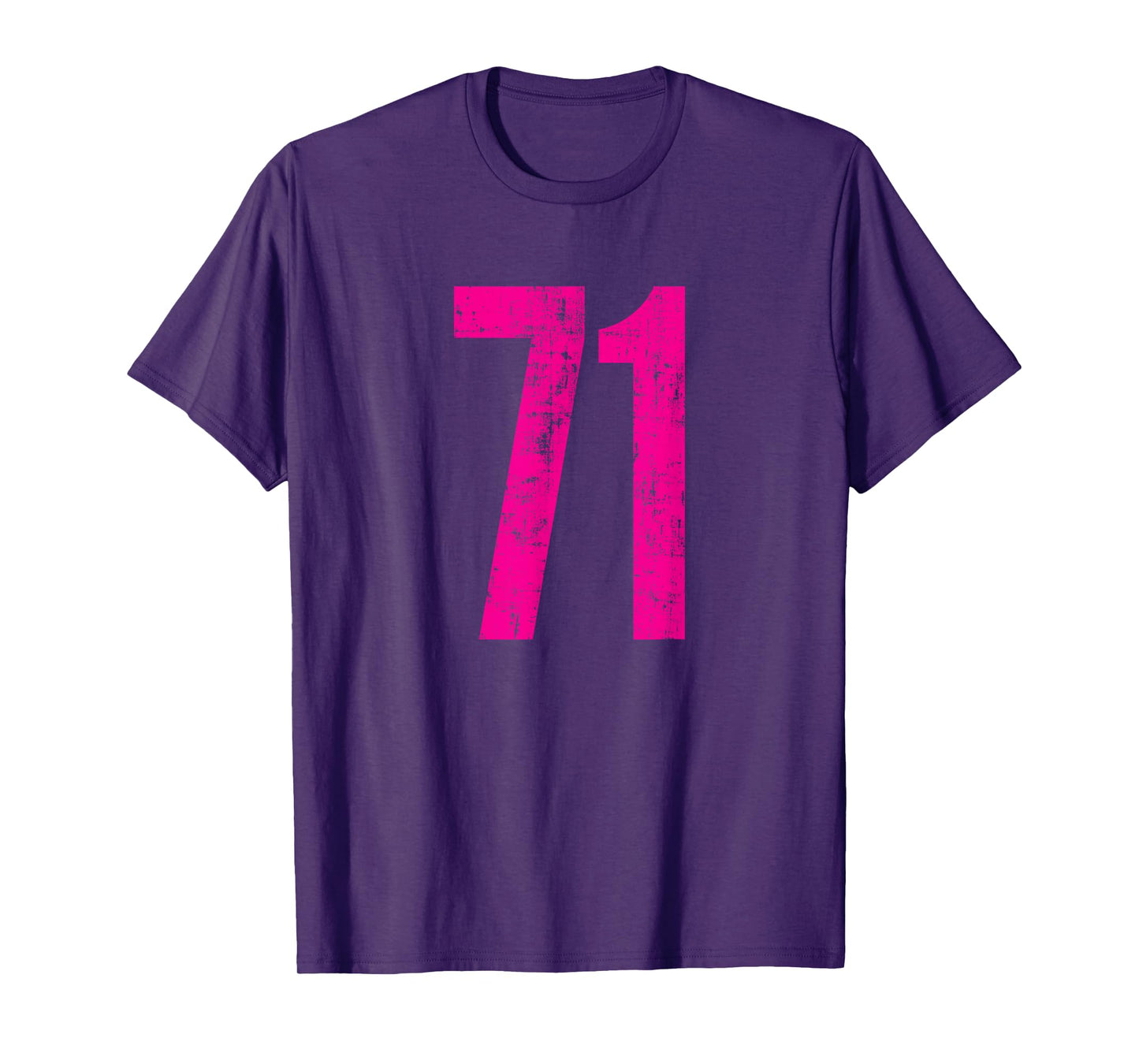 Number 71 Distressed Vintage Sport Team Player Training T-Shirt
