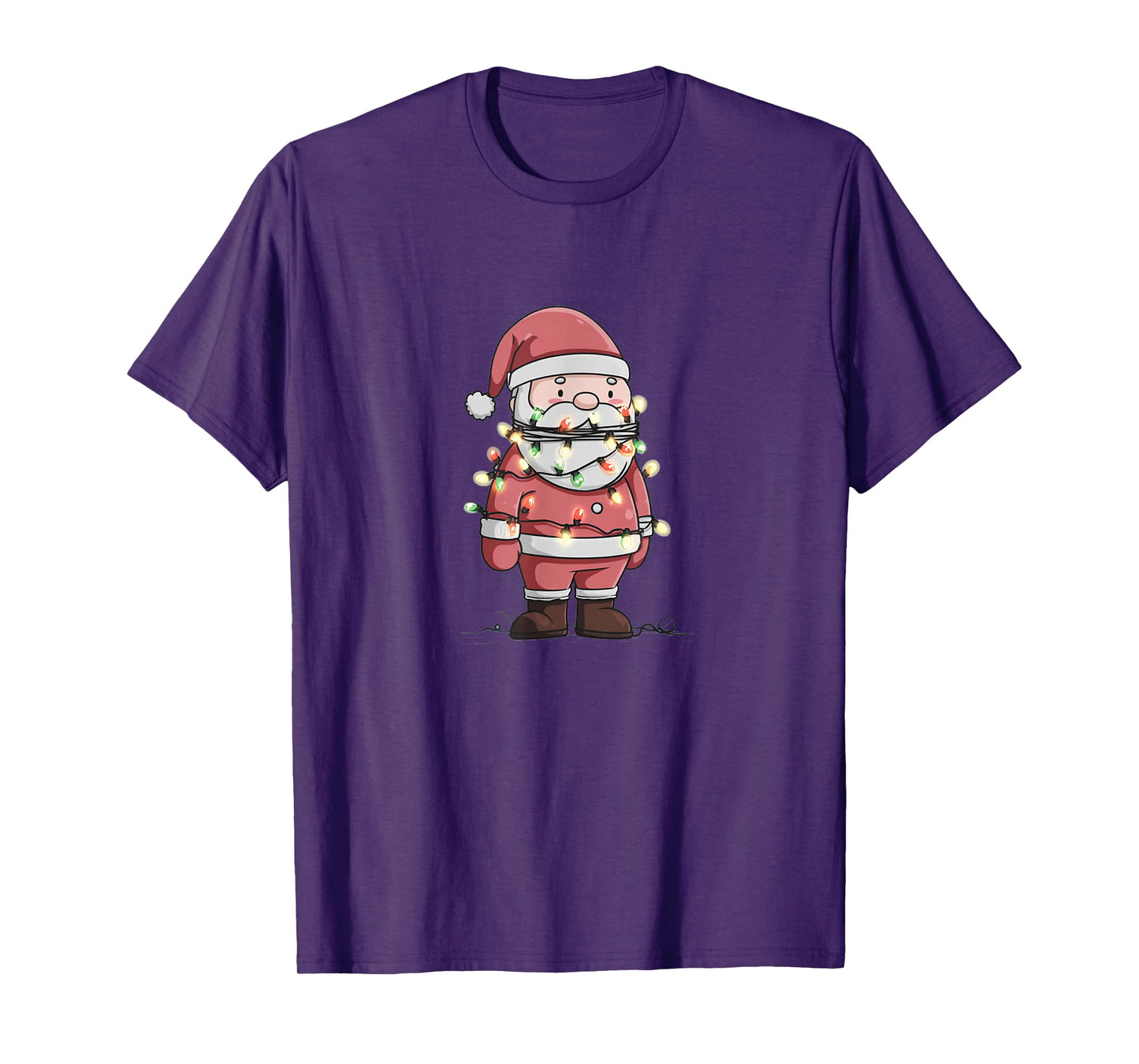 Cartoon Gagged Santa Claus with Xmas Fairy Lights T-Shirt