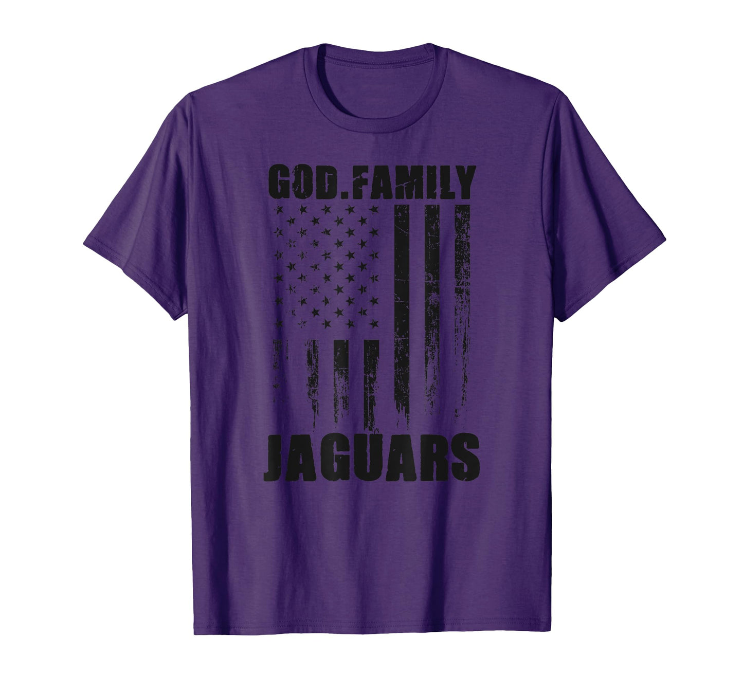 Blue Valley West Jaguars God. Family. Vintage USA Flag T-Shirt