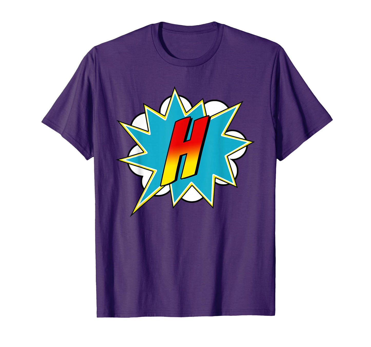 Letter H Superhero Name Comic Letter Retro Costume T-Shirt