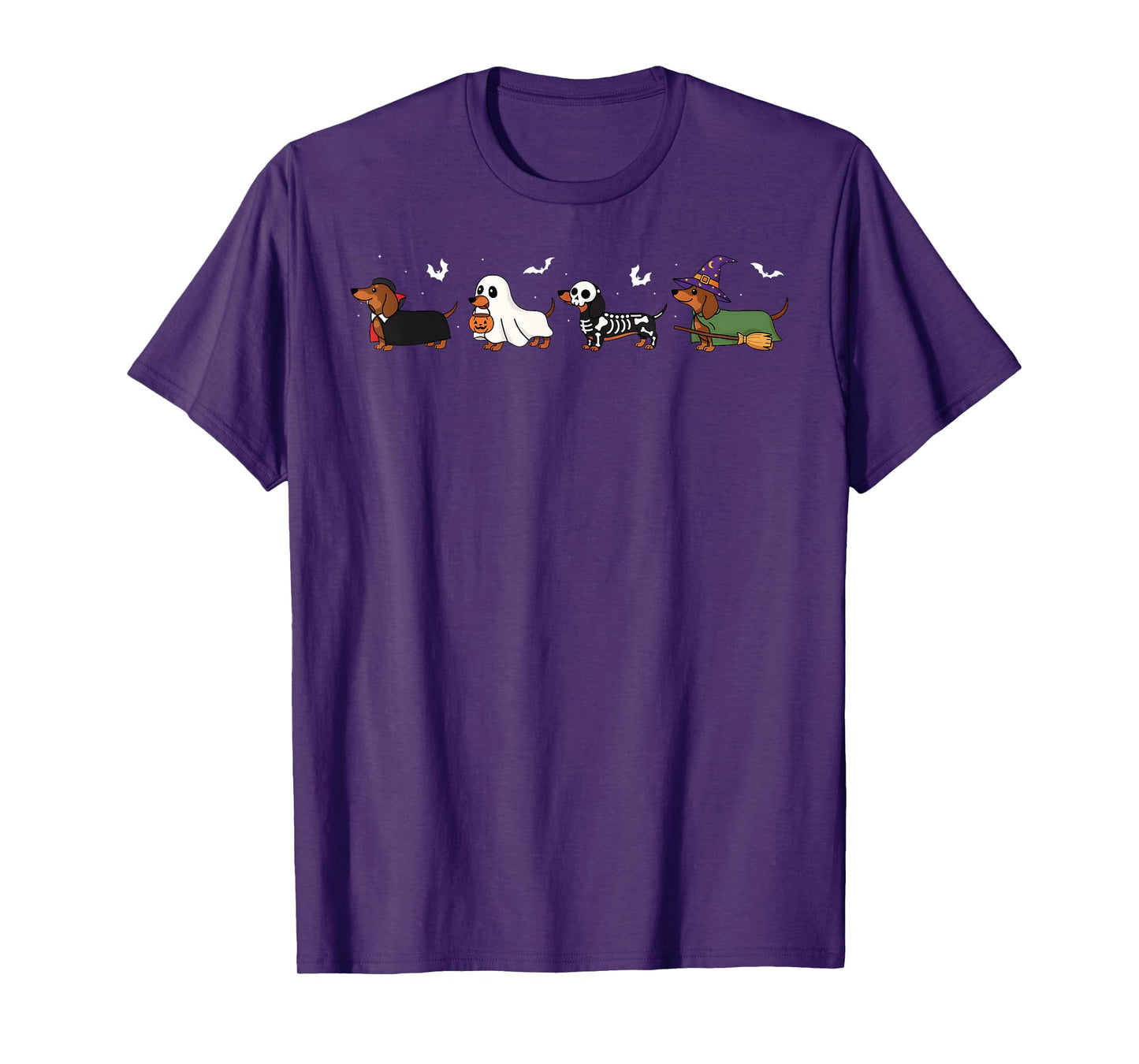 Dachshund Dog Witch Happy Halloweenie Spooky Season T-Shirt