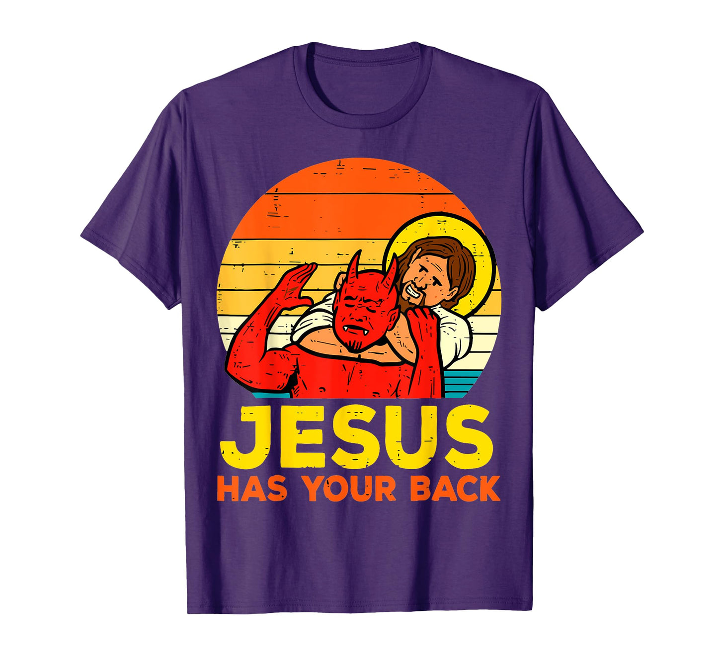 Jesus Has Your Back Christian Jiu Jitsu choke Jesus vs Devil T-Shirt