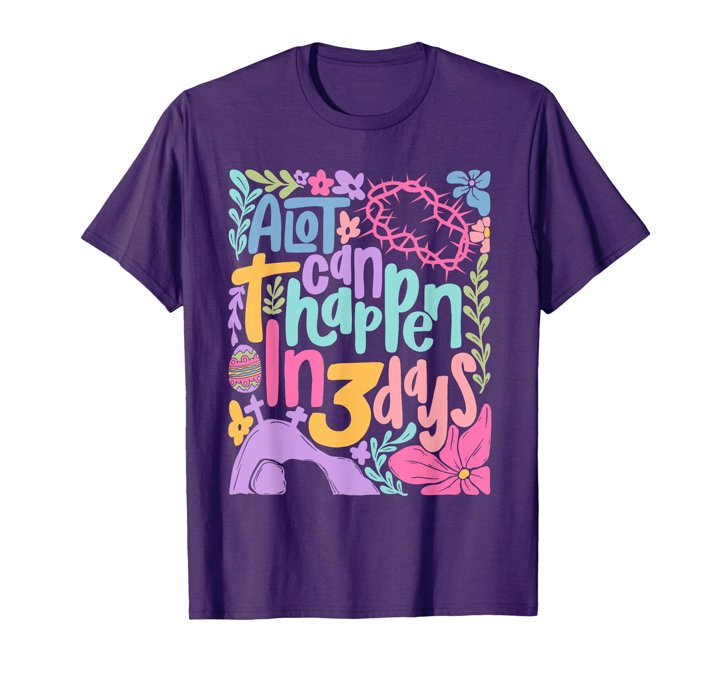 Easter Day A Lot Can Happen In 3 Days Boho Flower Women Kids T-Shirt