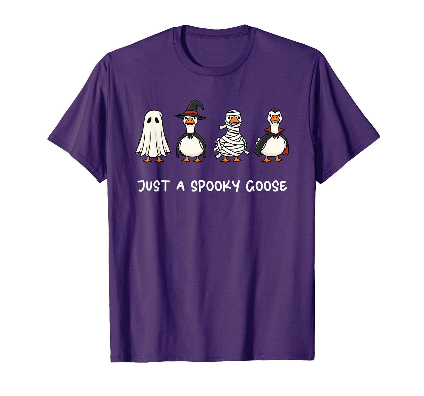 Just a Spooky Goose Mummy Vampire Ghost Witch Cute Halloween T-Shirt