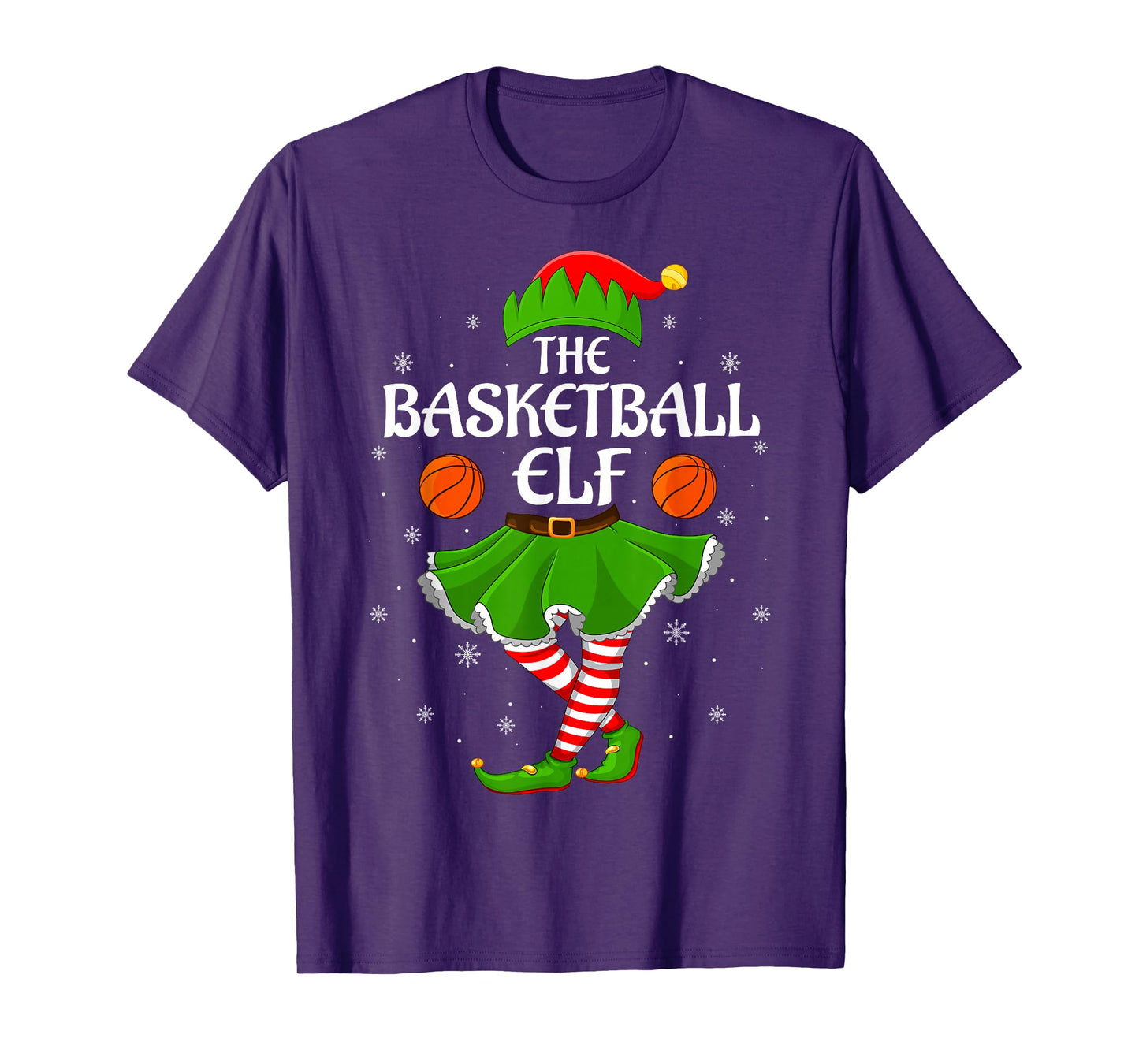 Basketball Elf Christmas Family Girls Women Elf Squad Xmas T-Shirt