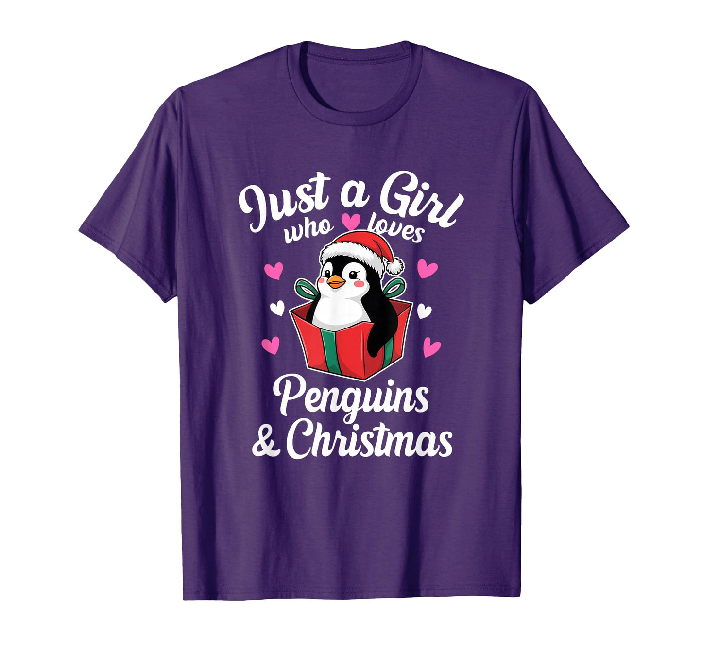 Cute Just a Girl Who Loves Penguins Xmas T-Shirt