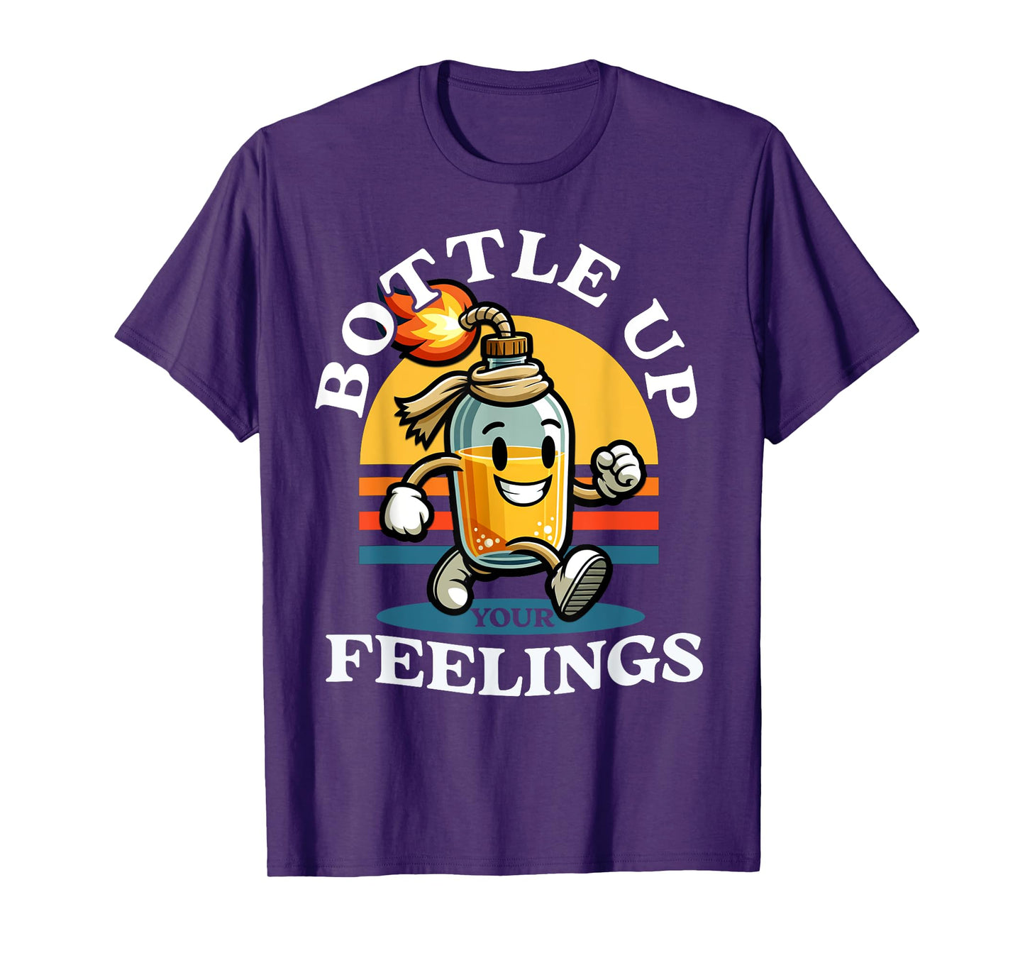 Bottle Up Your Feelings Funny Cartoon Retro Vintage T-Shirt