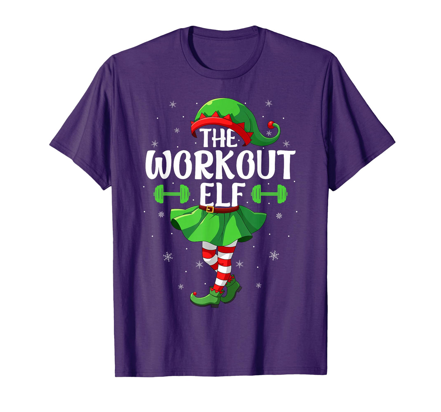 Workout Elf Christmas Girls Women Elf Squad Xmas Family T-Shirt