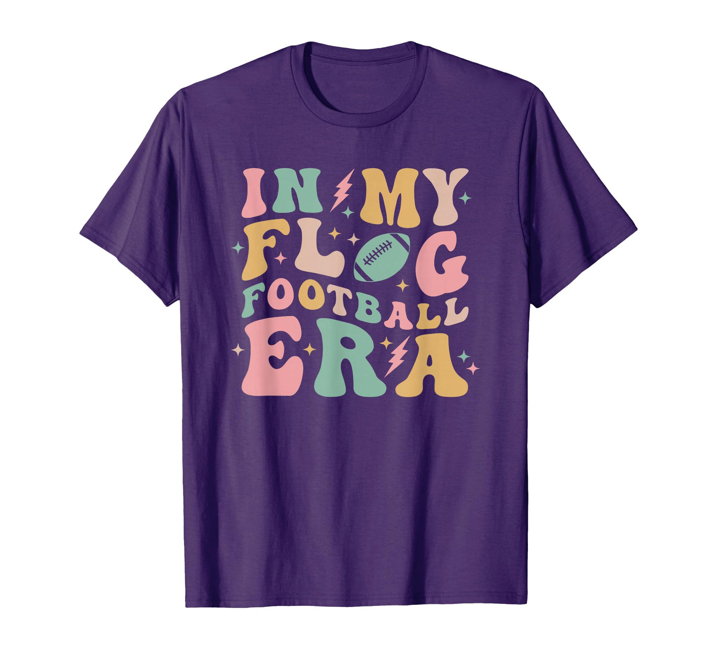 in My Flag Football Era Women's Cute Retro Groovy Colorful T-Shirt