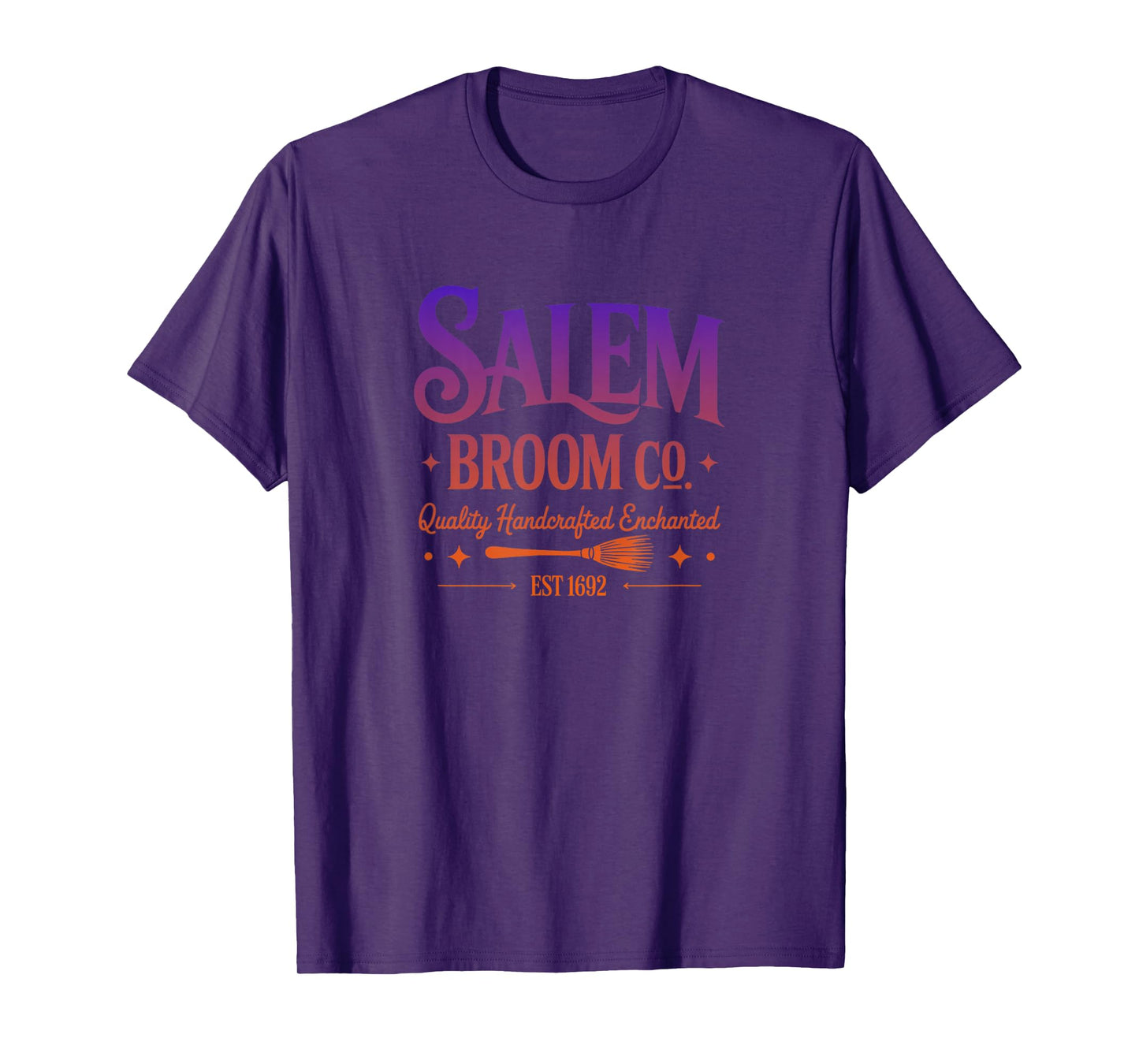 Salem Broom Co Handcrafted Enchanted Est 1692 Halloween T-Shirt