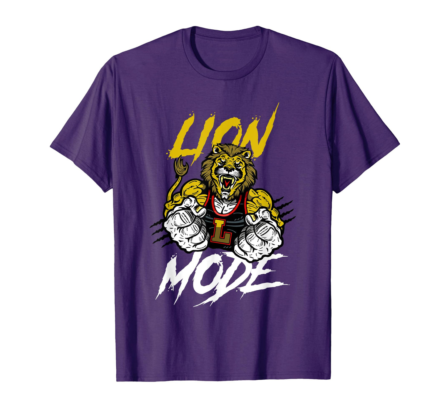 Lion Mode Big Biceps Strong Lion Weightlifting Gym Workout T-Shirt