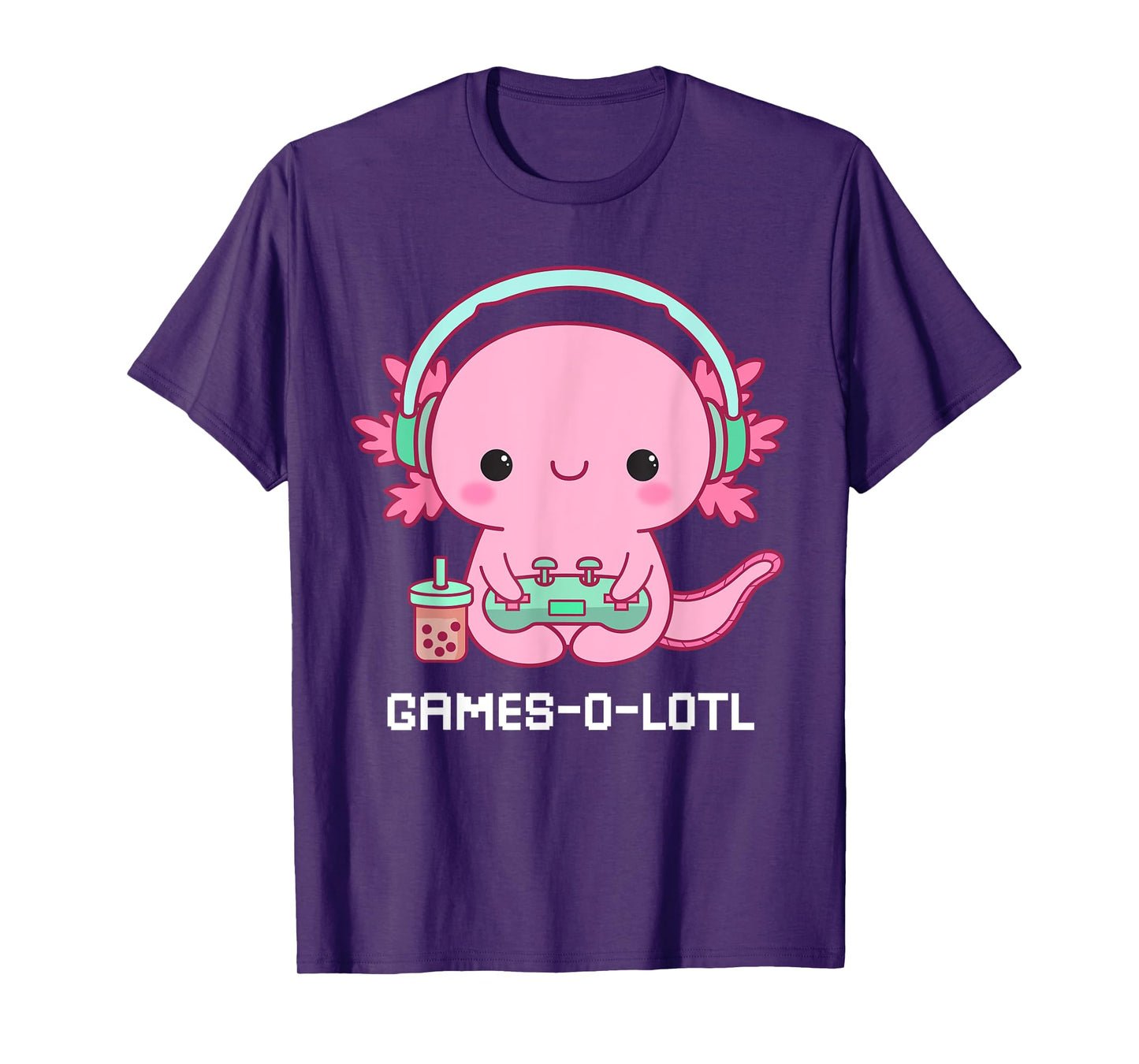 Gamesalotl Axolotl Cute Kawaii Fish Playing Video Games Girl T-Shirt