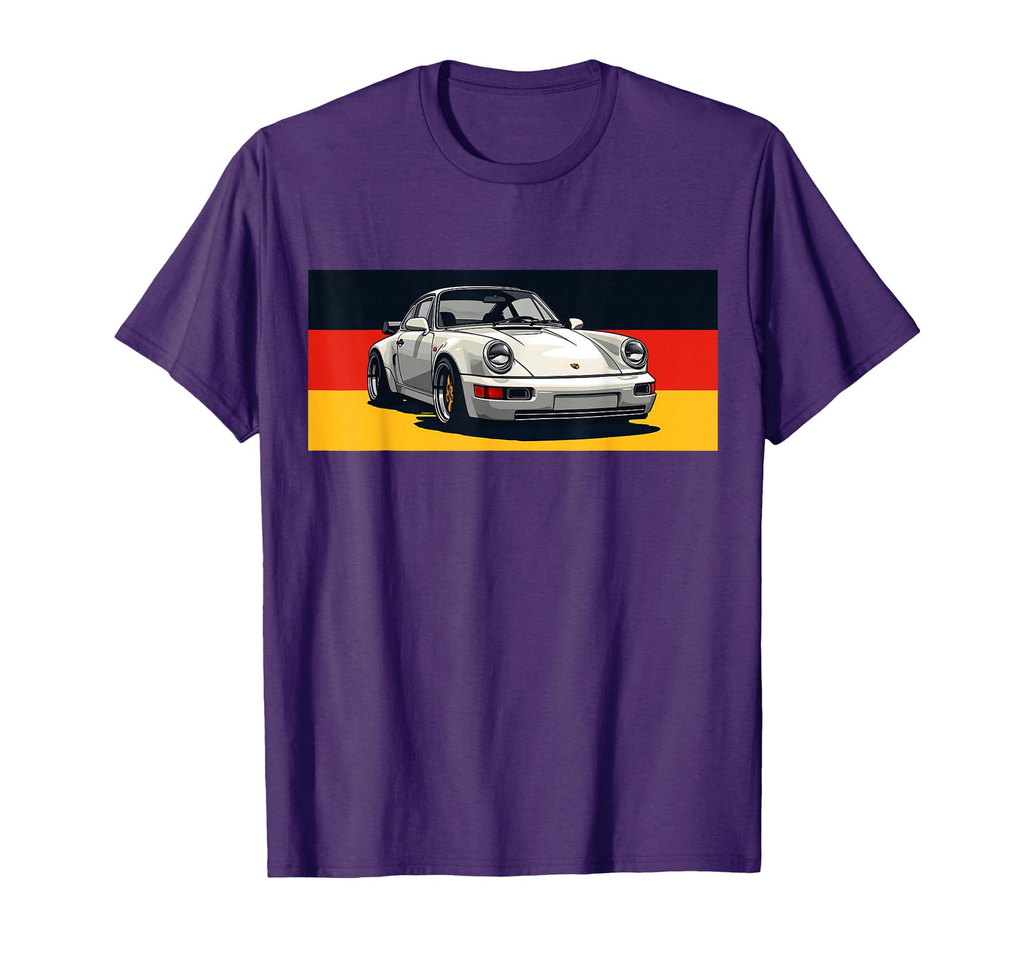 911 Retro Vintage 964 Turbo Car Classic German Flag Track T-Shirt - Black, Small, Unisex-Adults, Short Sleeve, T-Shirt, Car-Themed