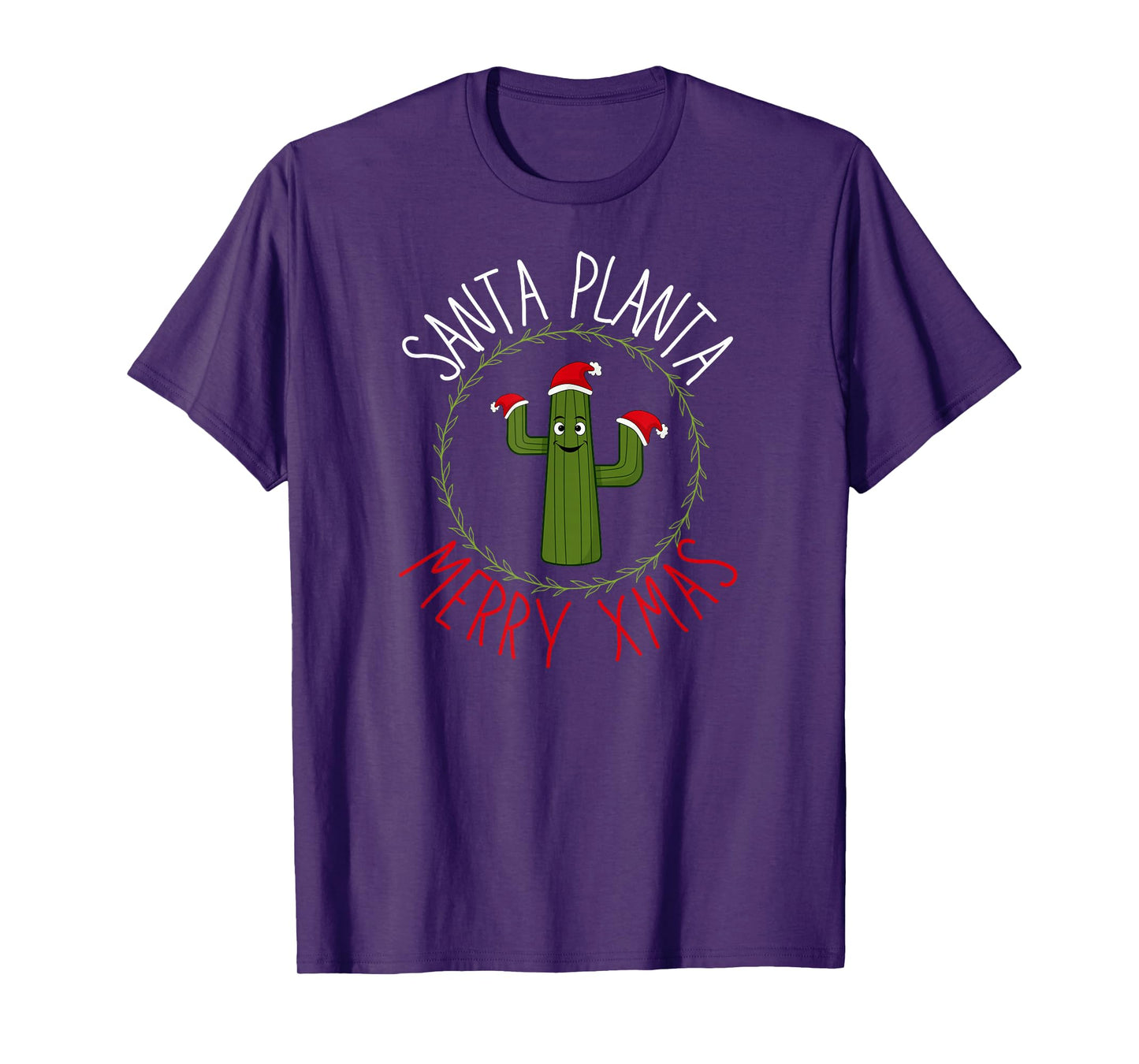 Funny Christmas Cactus Apparel – Santa Planta Holiday Design T-Shirt