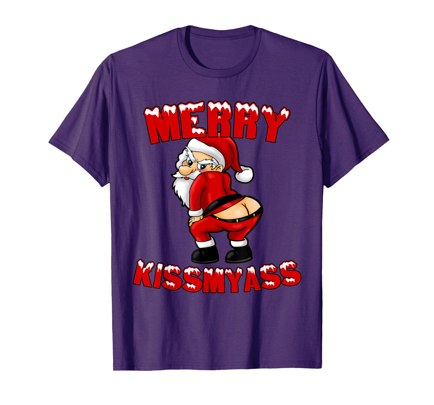 Hilarious Merry Kissmyass Christmas Santa T-Shirt T-Shirt