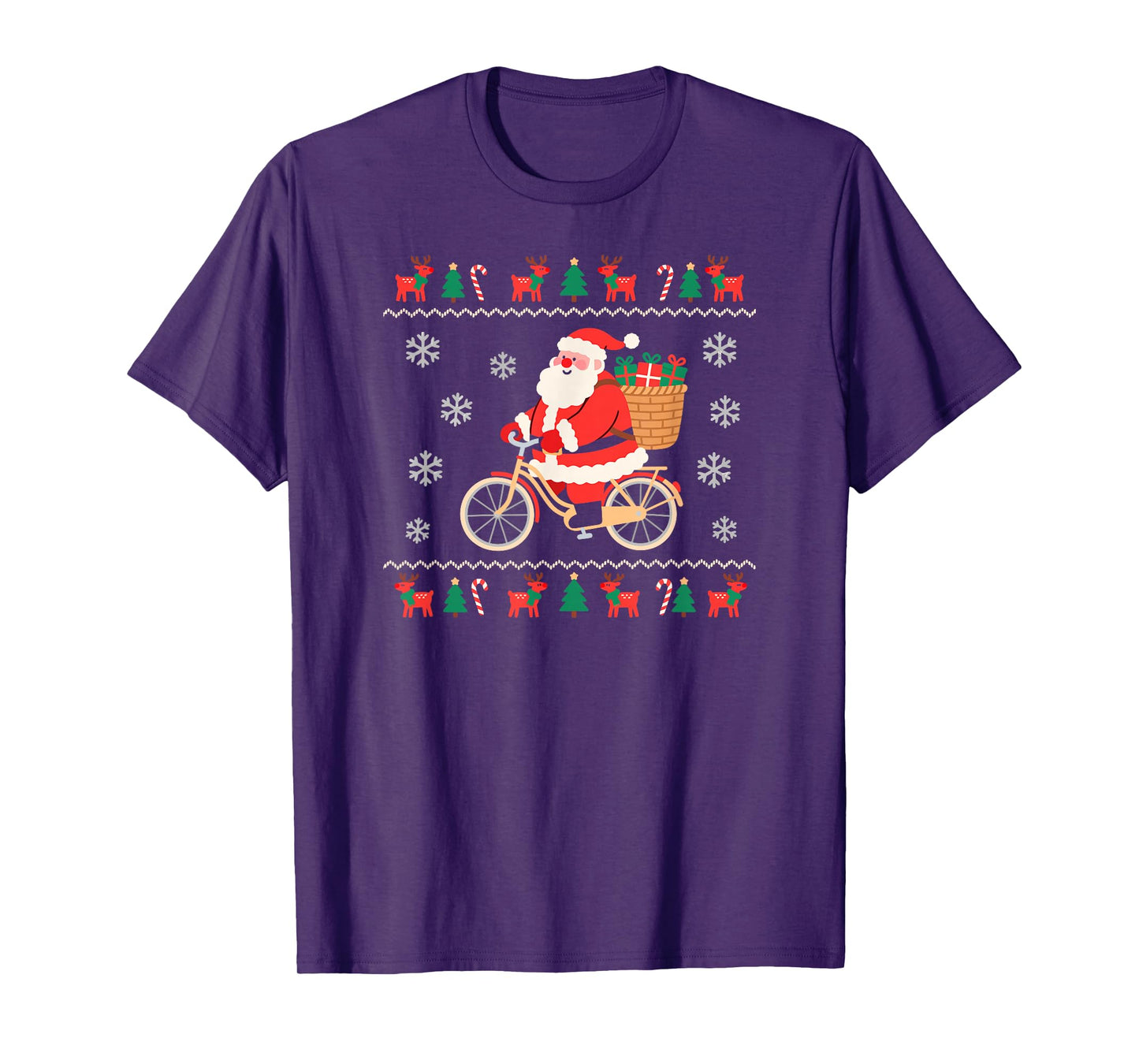 Santa Claus Christmas Ridig a Bicycle Gift Season T-Shirt
