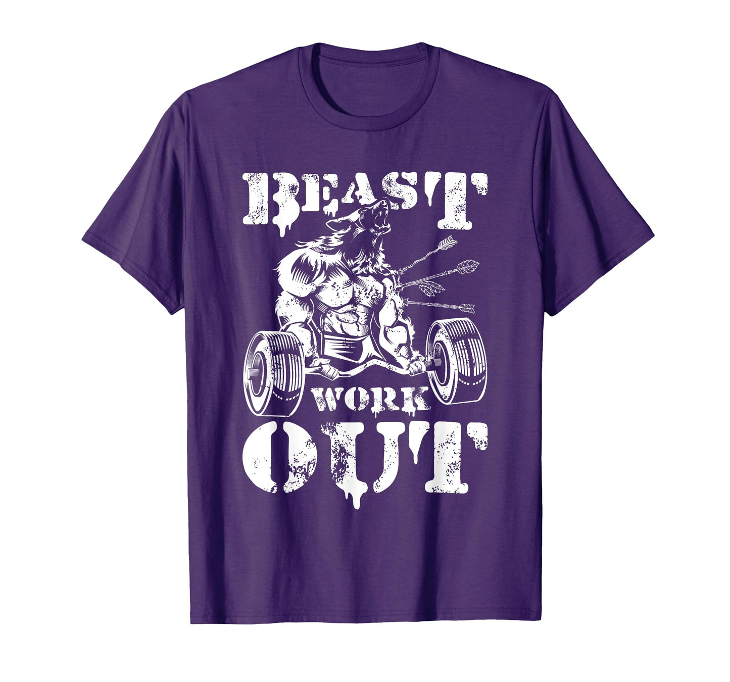 Beast Workout Wolf Lifting Weights Gym Fitness Muscles T-Shirt