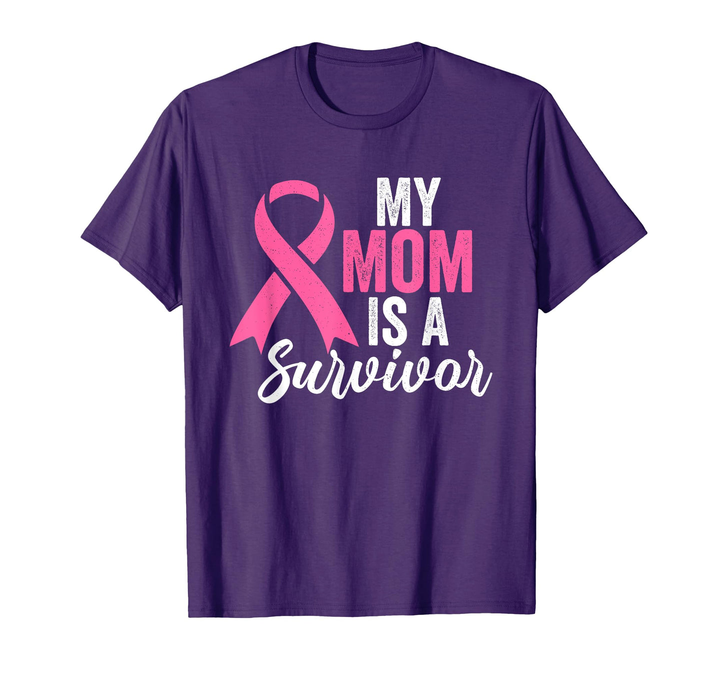 My Mom Is A Survivor Breast Cancer Awareness Pink Ribbon T-Shirt