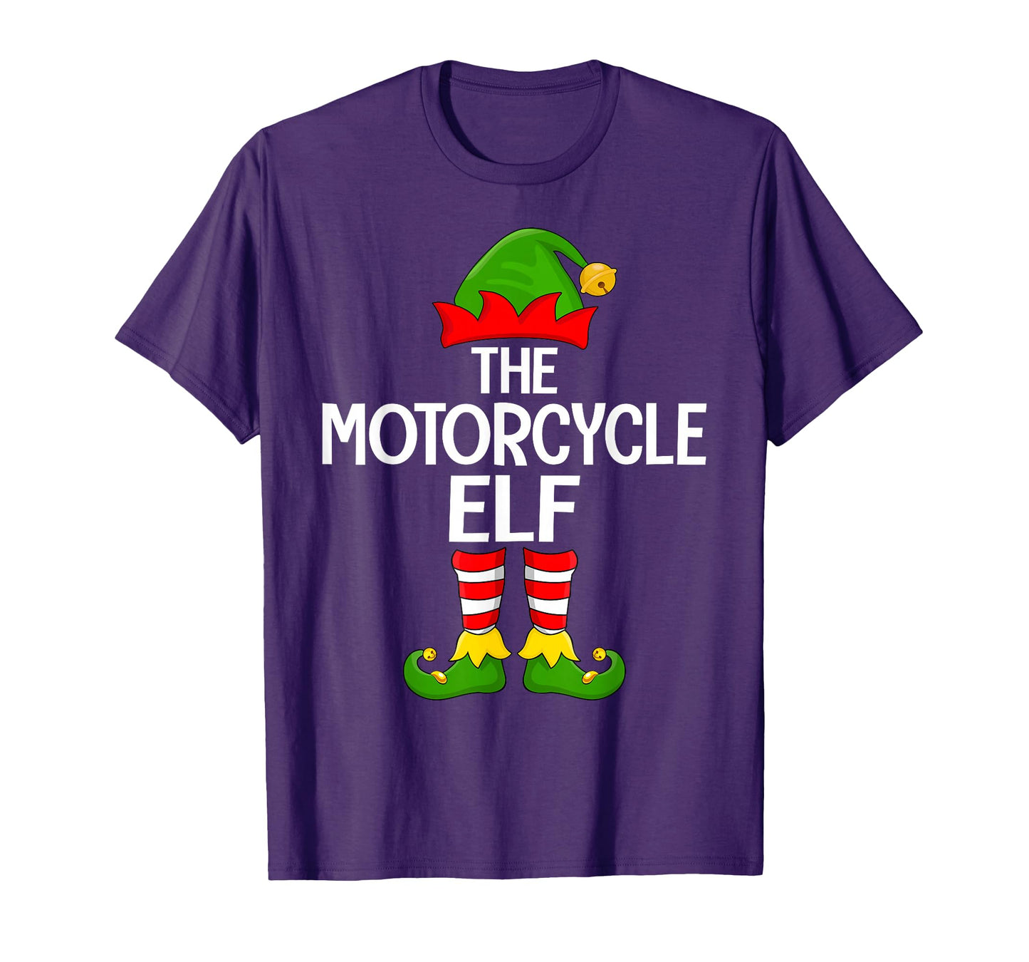 Motorcycle Elf Xmas Matching Family Elf Squad Christmas T-Shirt