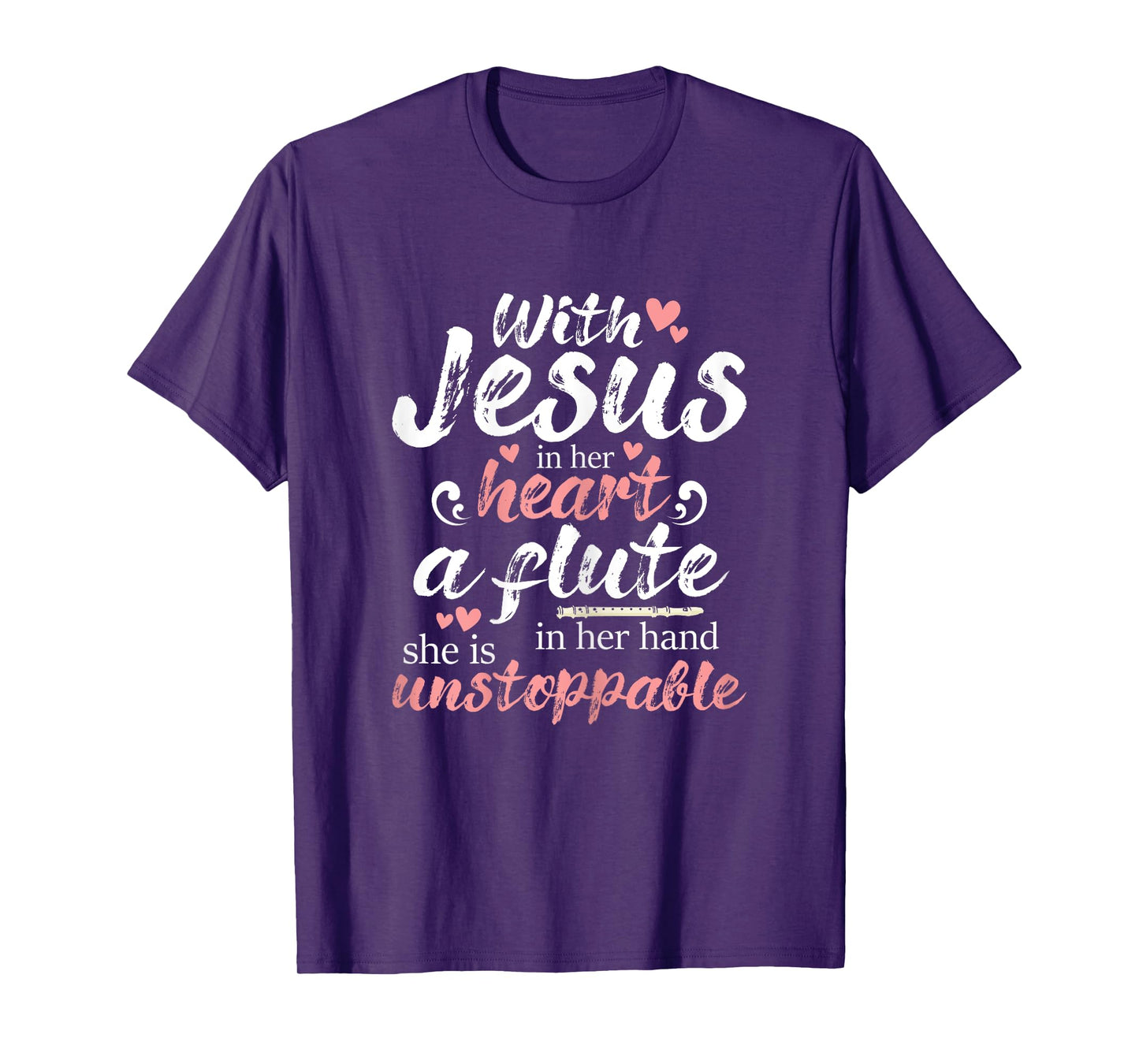 Jesus In Her Heart Flute In Her Hand - Flutist Musician T-Shirt