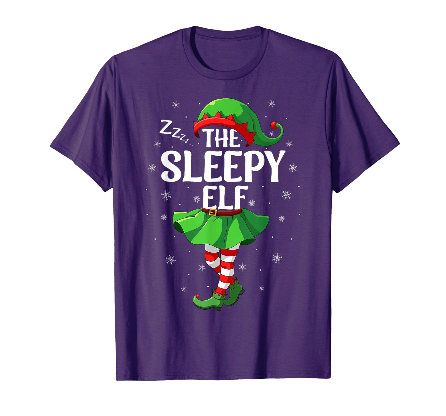 Sleepy Elf Christmas Girls Women Elf Squad Xmas Family T-Shirt