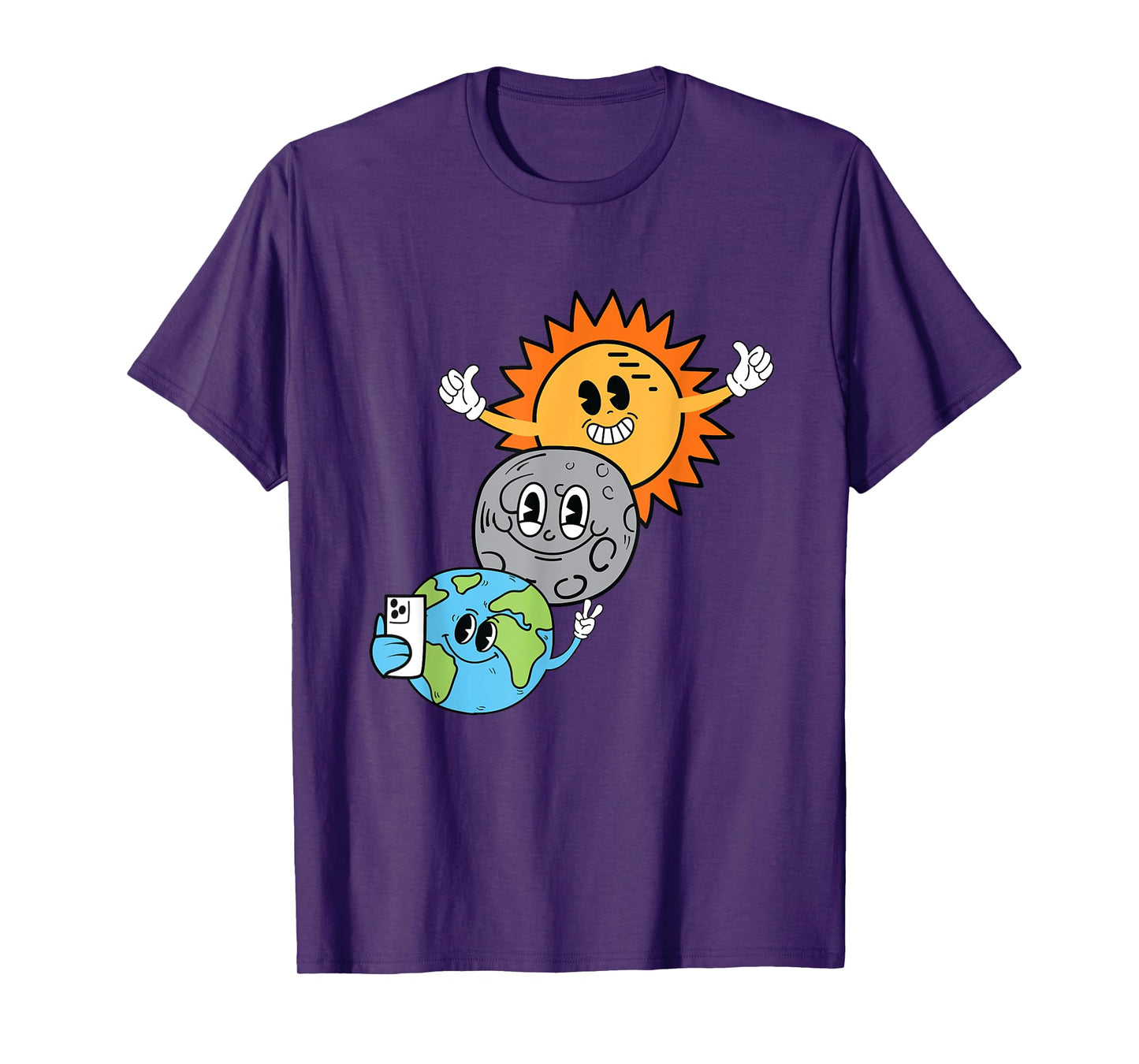 2024 Solar Eclipse Sun Moon Earth Selfie Kids Adult April 8 T-Shirt