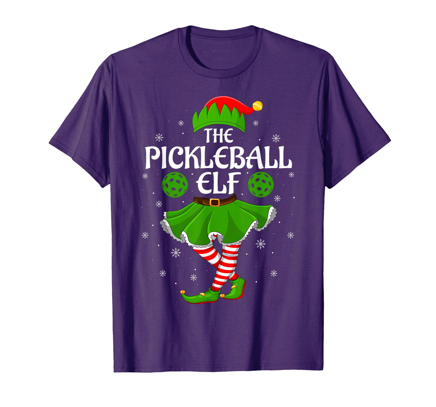 Pickleball Elf Christmas Family Girls Women Elf Squad Xmas T-Shirt