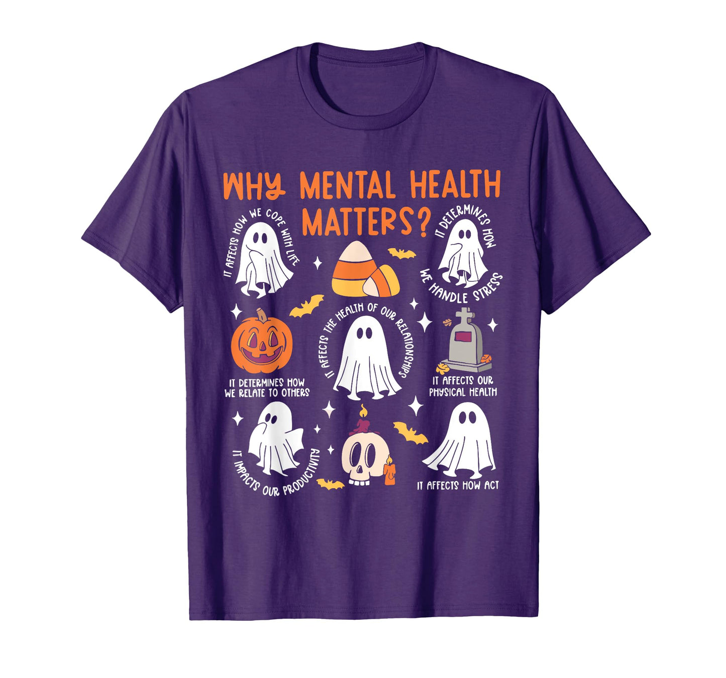 Mental Health Ghost Halloween Therapist School Psychologist T-Shirt