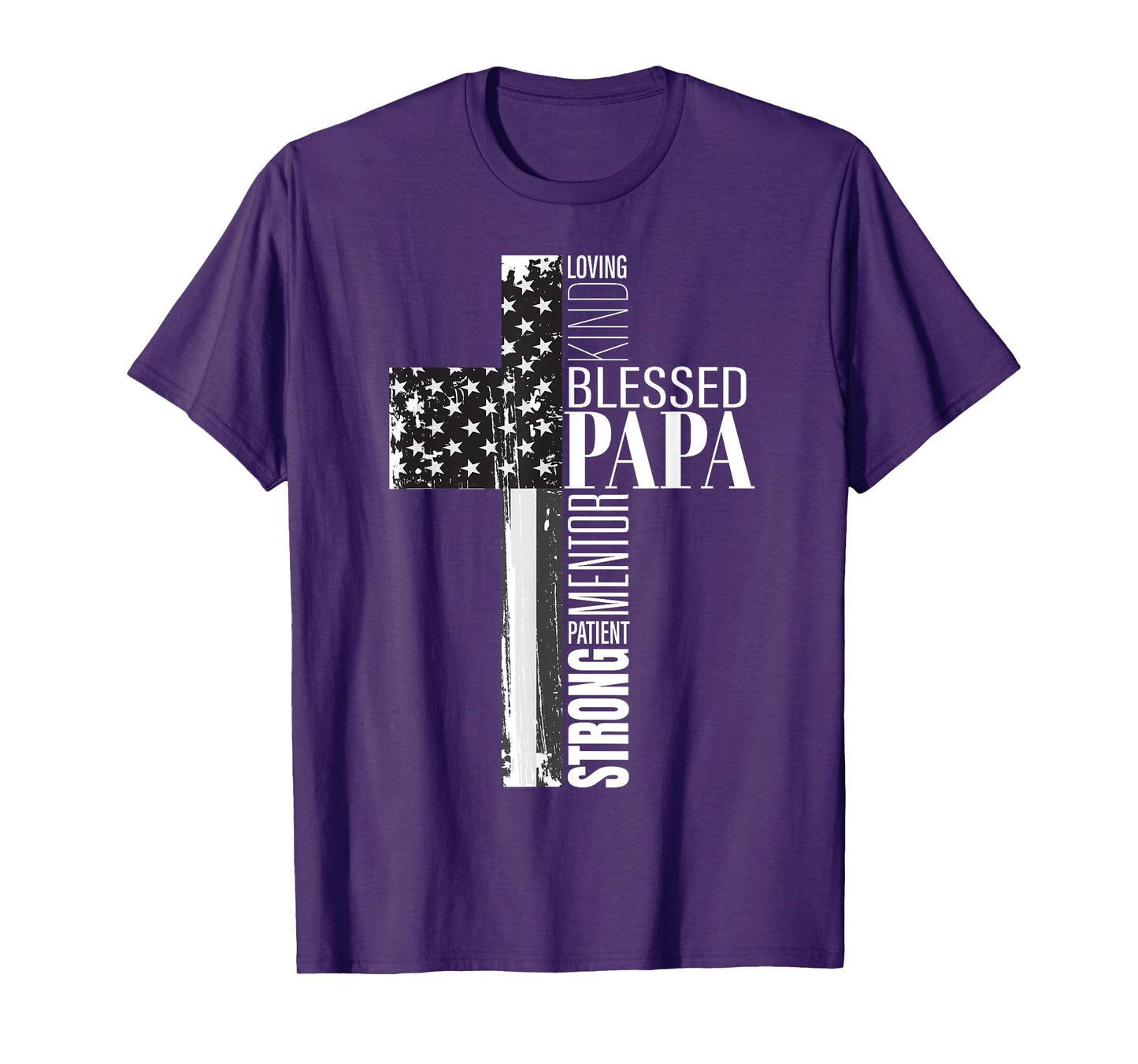 Blessed Papa American Flag Christian Religious Fathers Day T-Shirt for Men
