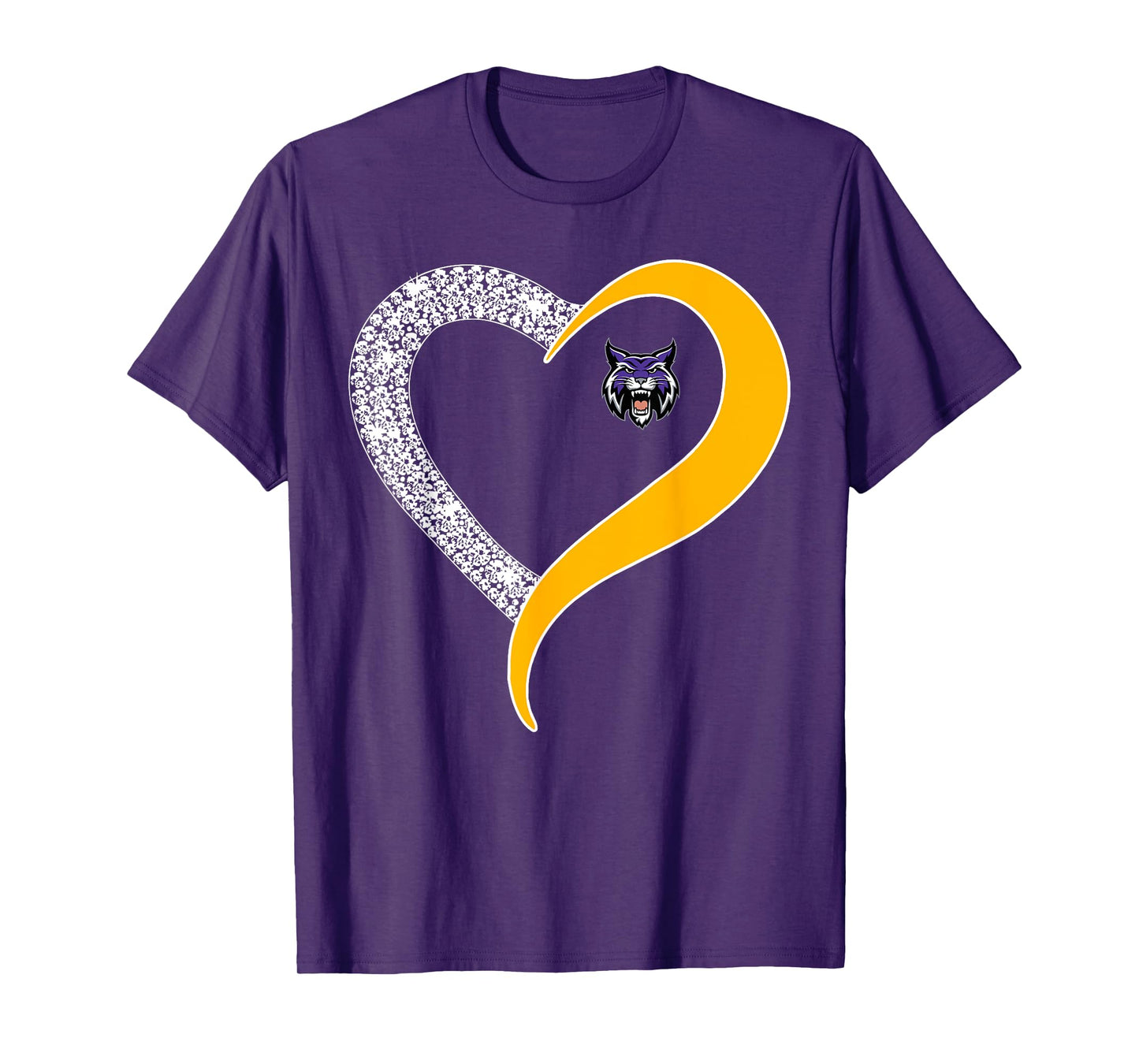 Hallsville Bobcats Logo Diamond Heart HS T-Shirt
