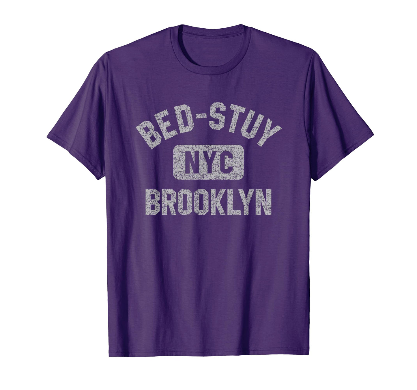 Bed-Stuy Brooklyn NYC Gym Style Distressed Gray Print T-Shirt