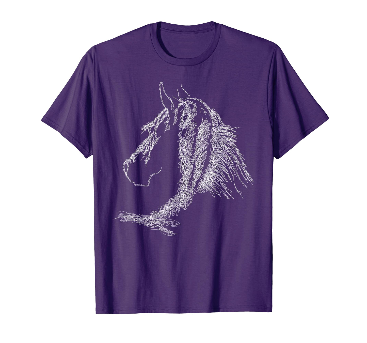 horse head scribble black art face for lover horses taming T-Shirt
