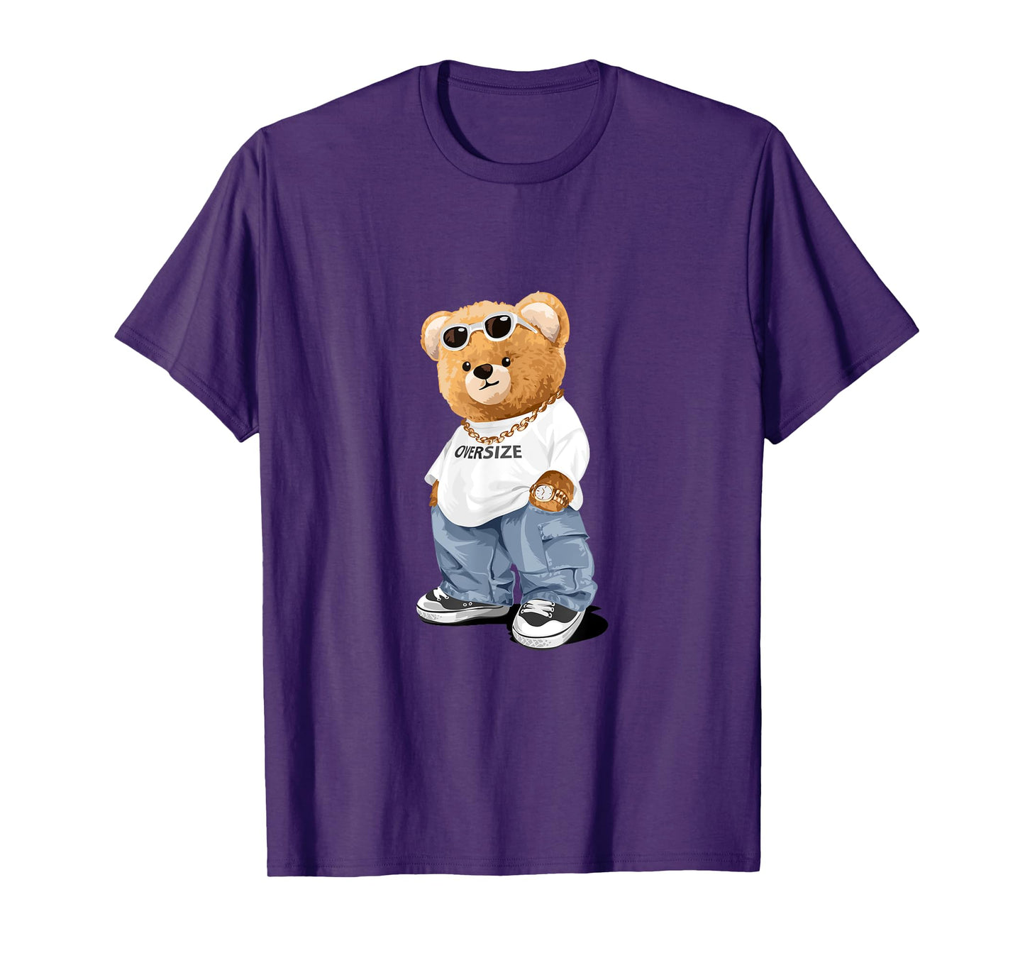 Bahaa's Tee Unisex-Adults Kids Oversize Teddy Bear Graphic Designs T-Shirt Black Short Sleeve Cotton Blend Casual Cartoon Winter All Ages 1 Count 0 Pockets Unique Graphic Design Blended Fabric